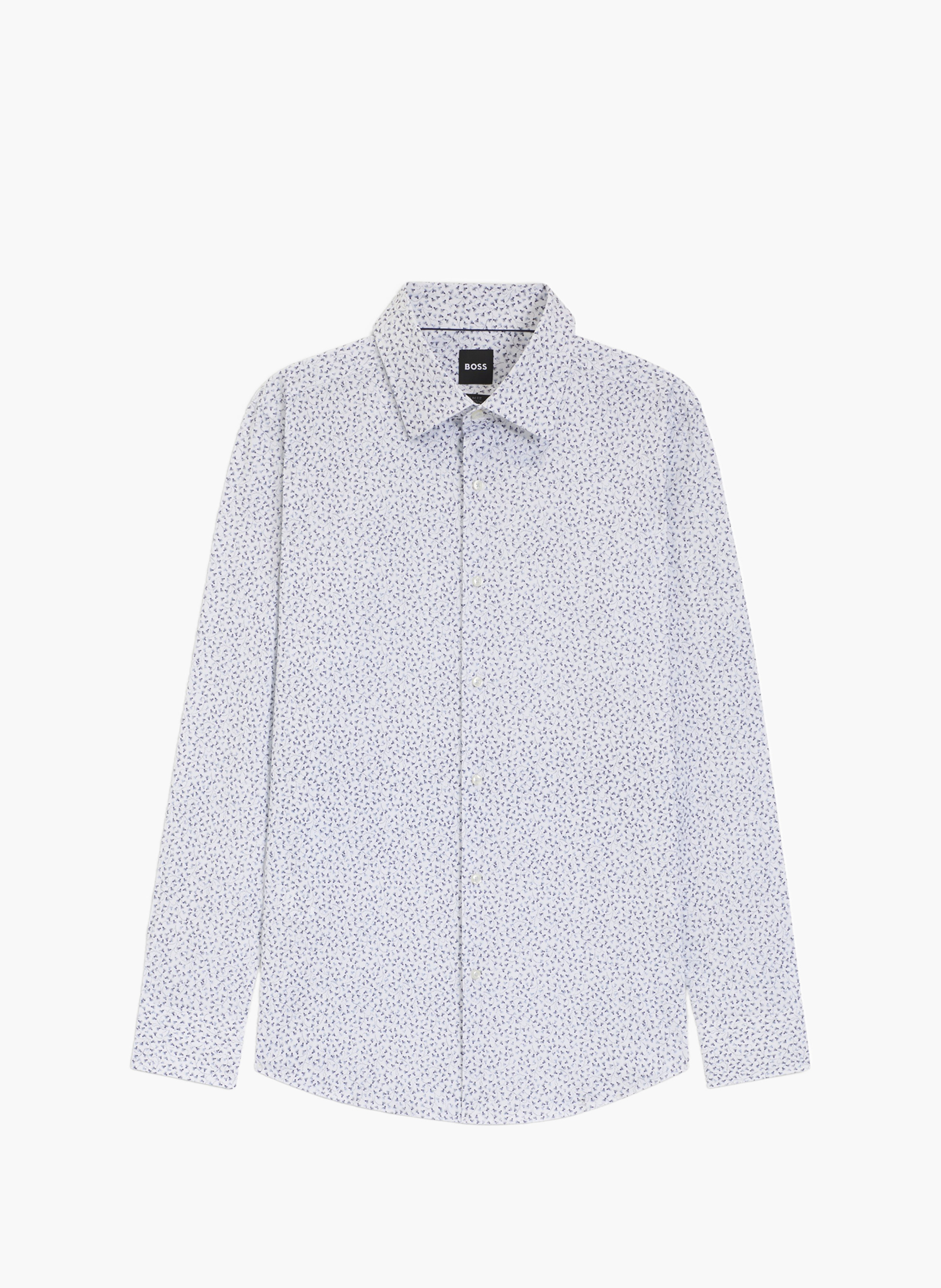 Chemise droite col classique en coton mélangé imprimé BOSS Bleu