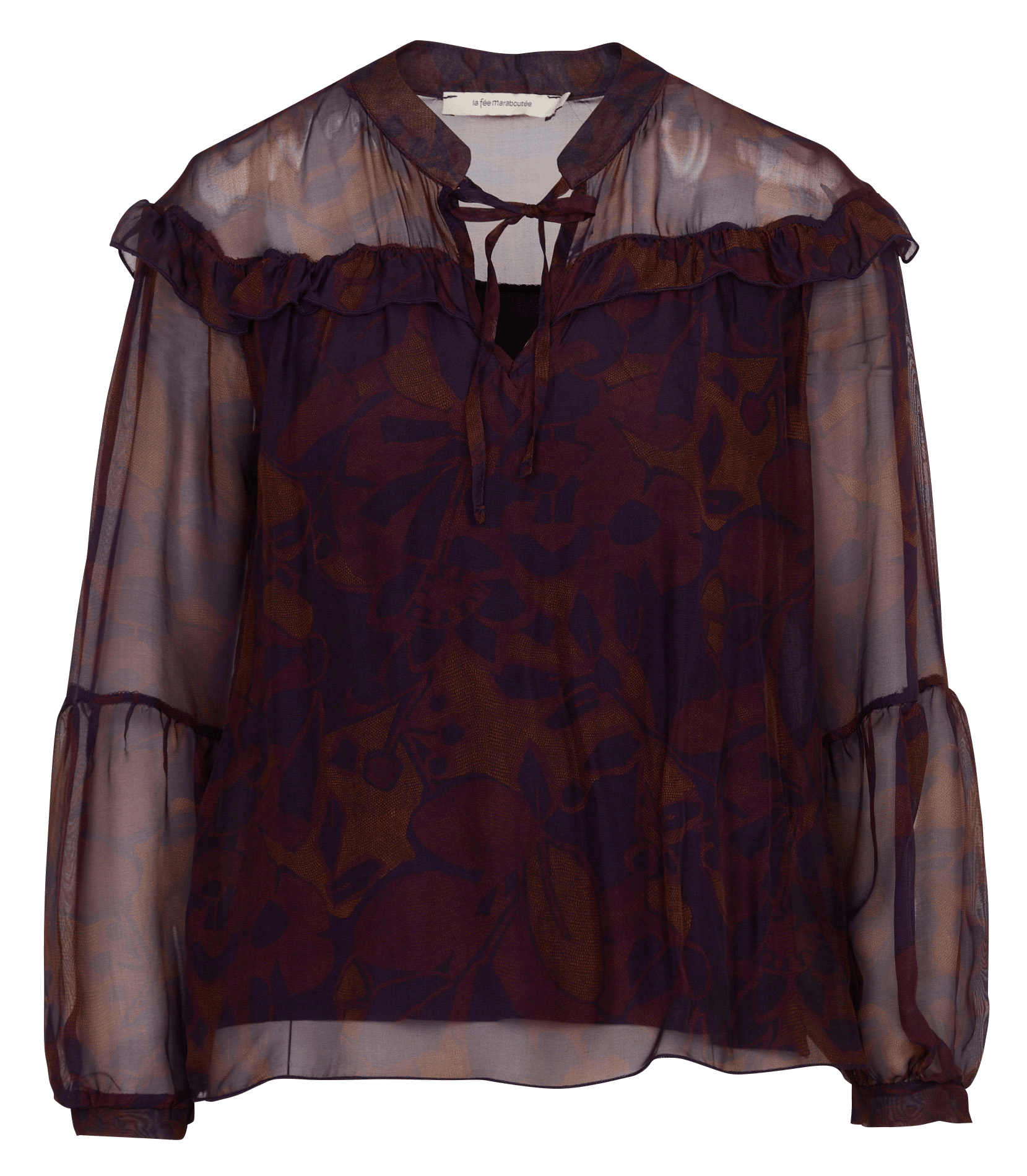 Blouse met Tunesische hals, print en ruches LA FEE MARABOUTEE Veelkleurig