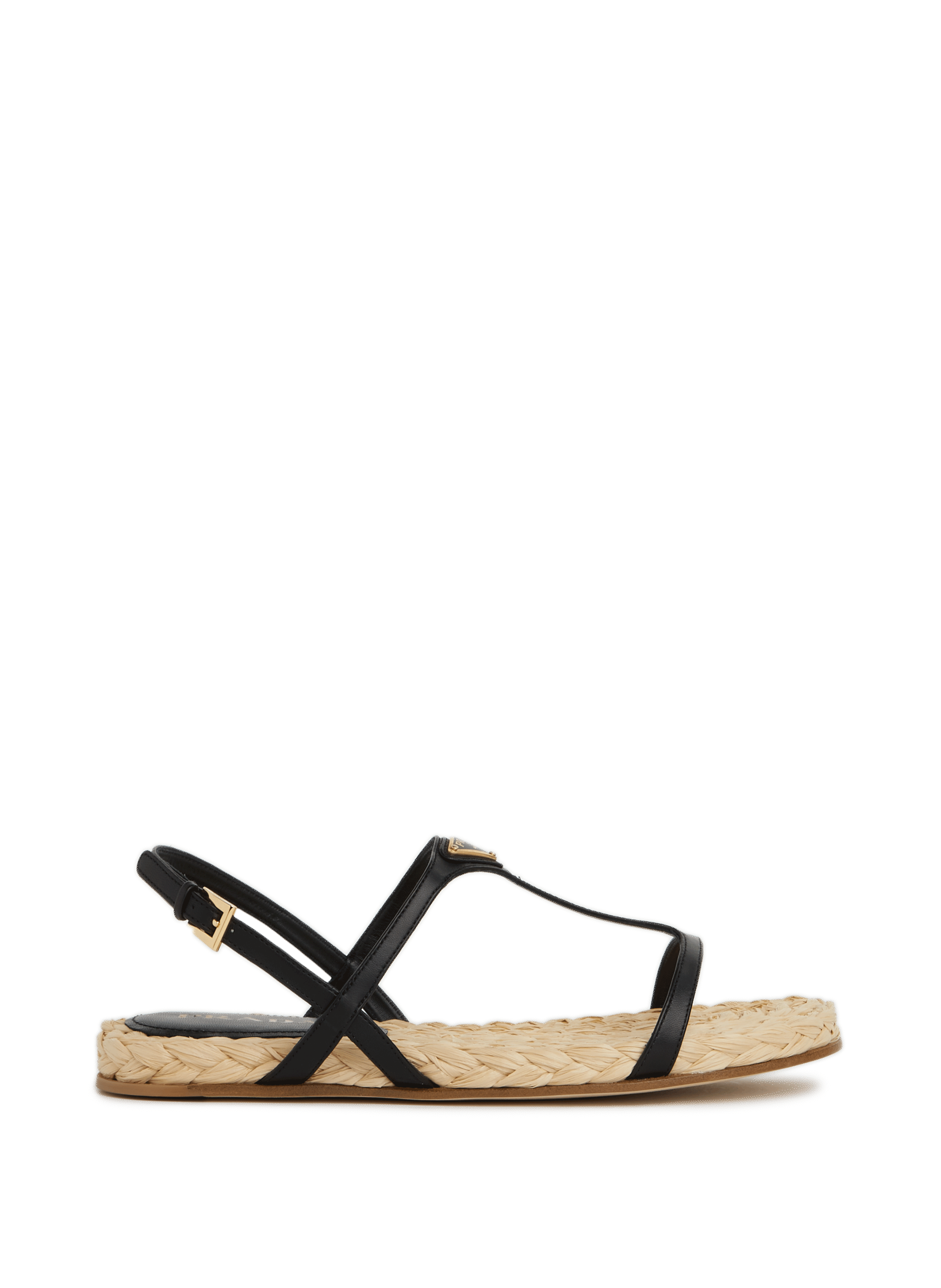 Sandales plates en cuir et raphia  PRADA Multicolore