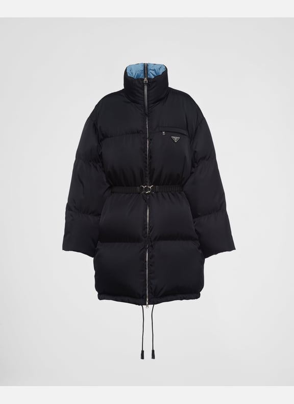 Manteau à capuche en gabardine re-nylon Noir by PRADA PRADA Manteau à capuche en gabardine re-nylon Noir