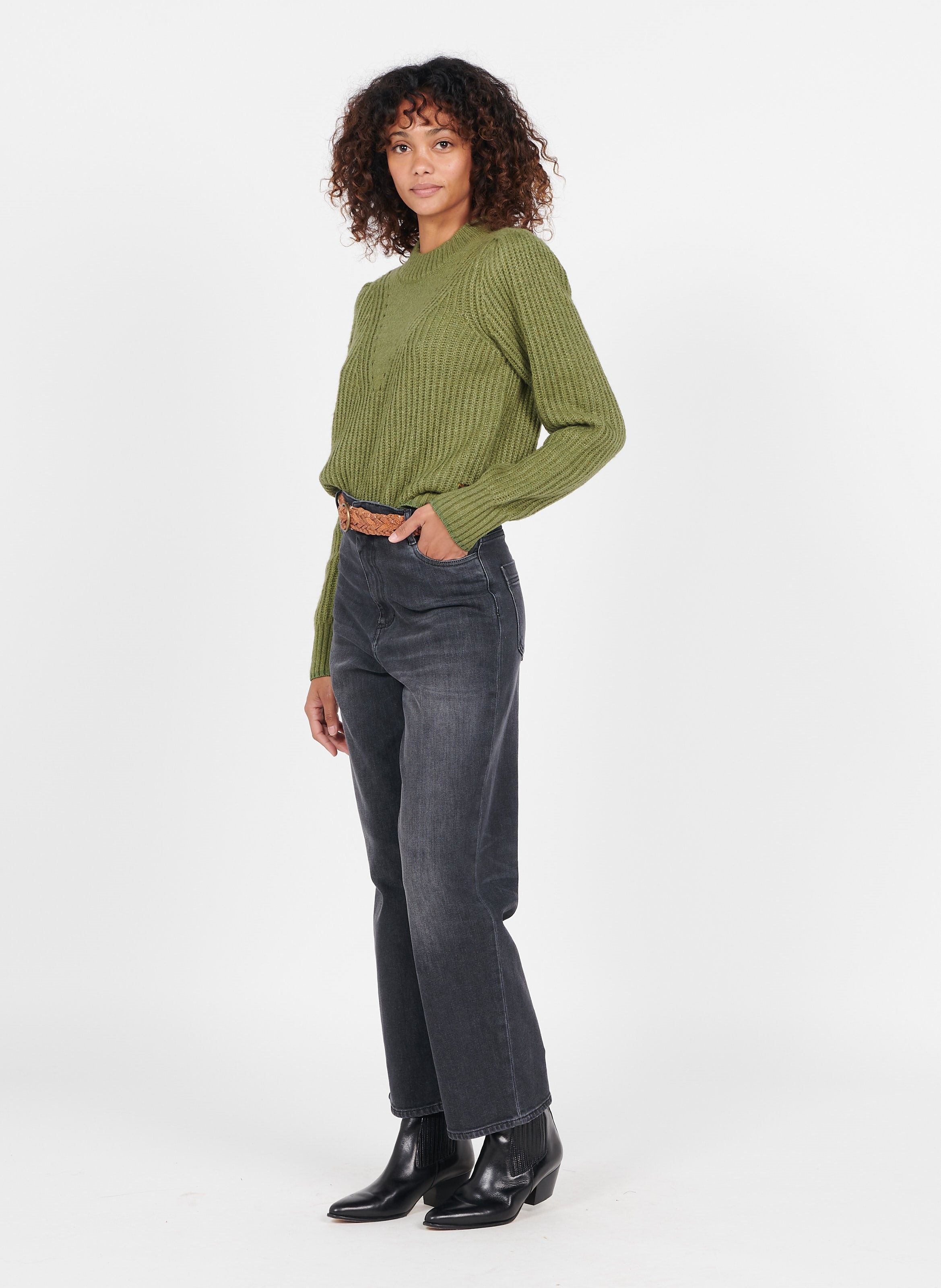 Jean droit taille haute en coton bay cruise SESSUN Noir