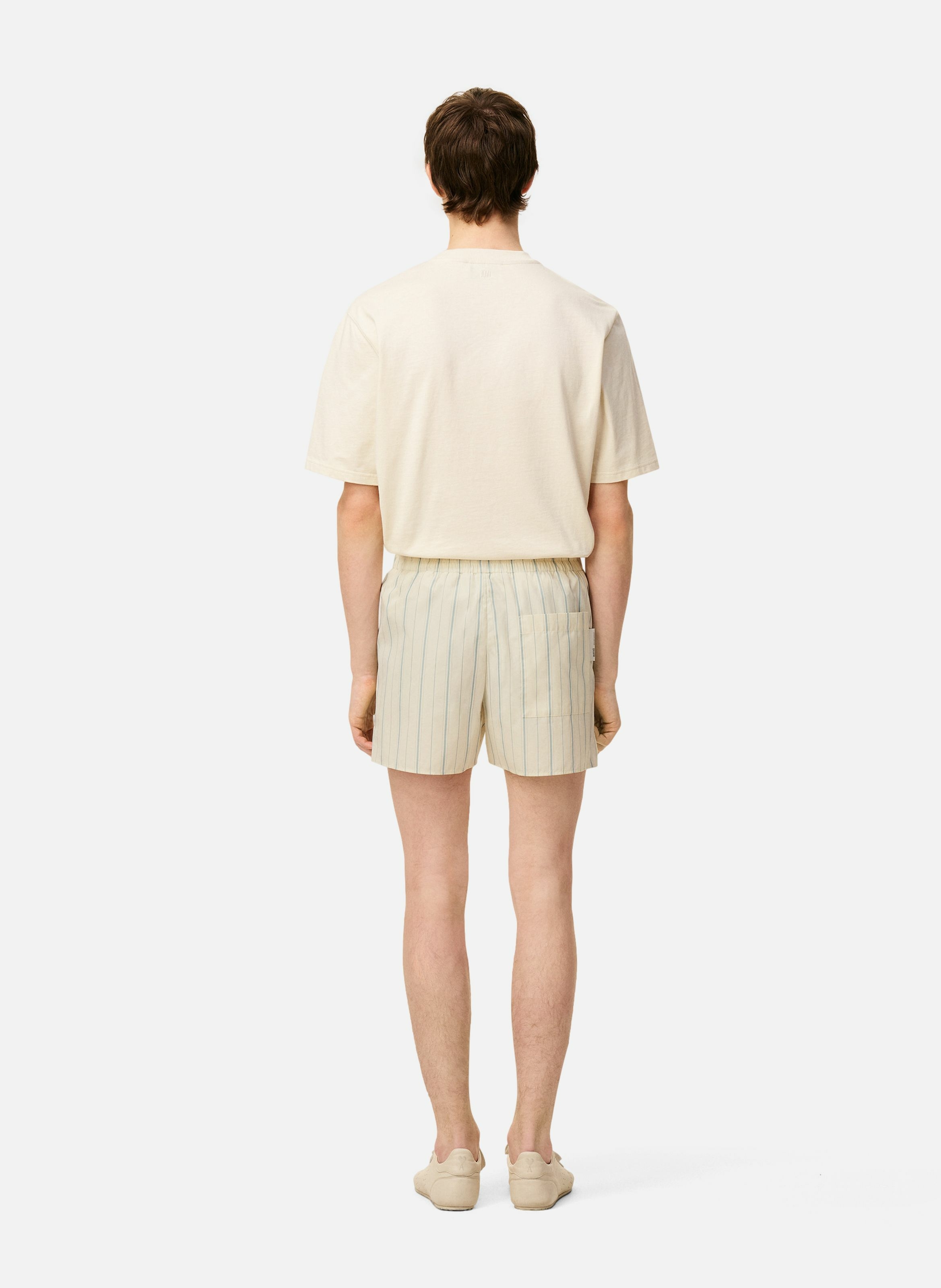 Short rayé en coton unisexe AMI PARIS Beige