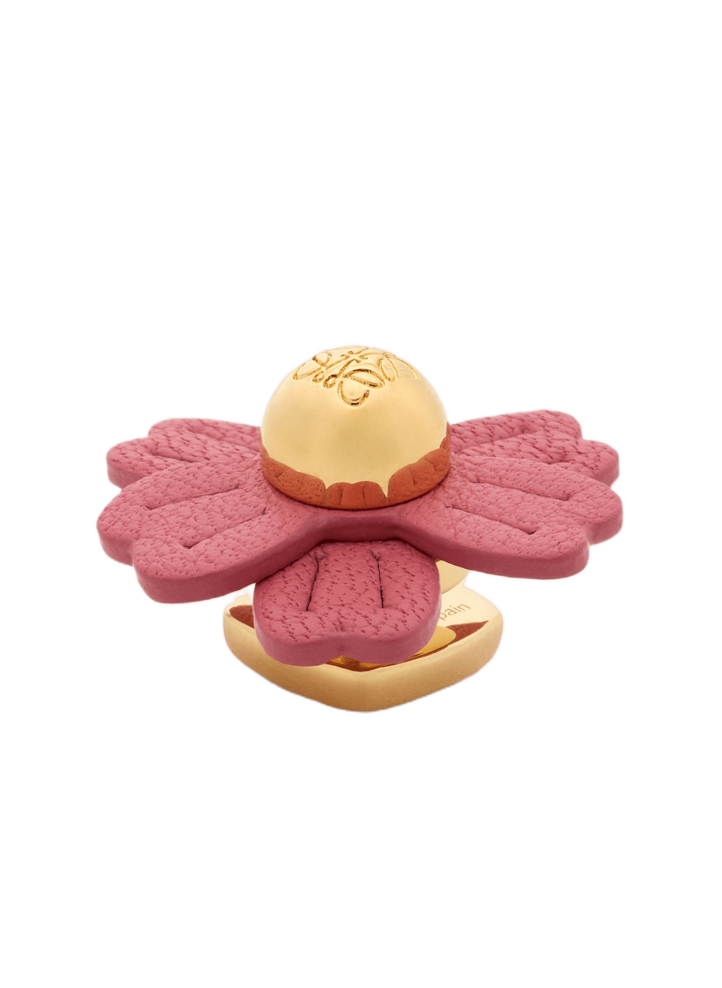 LOEWE Calf leather flower brooch Pink