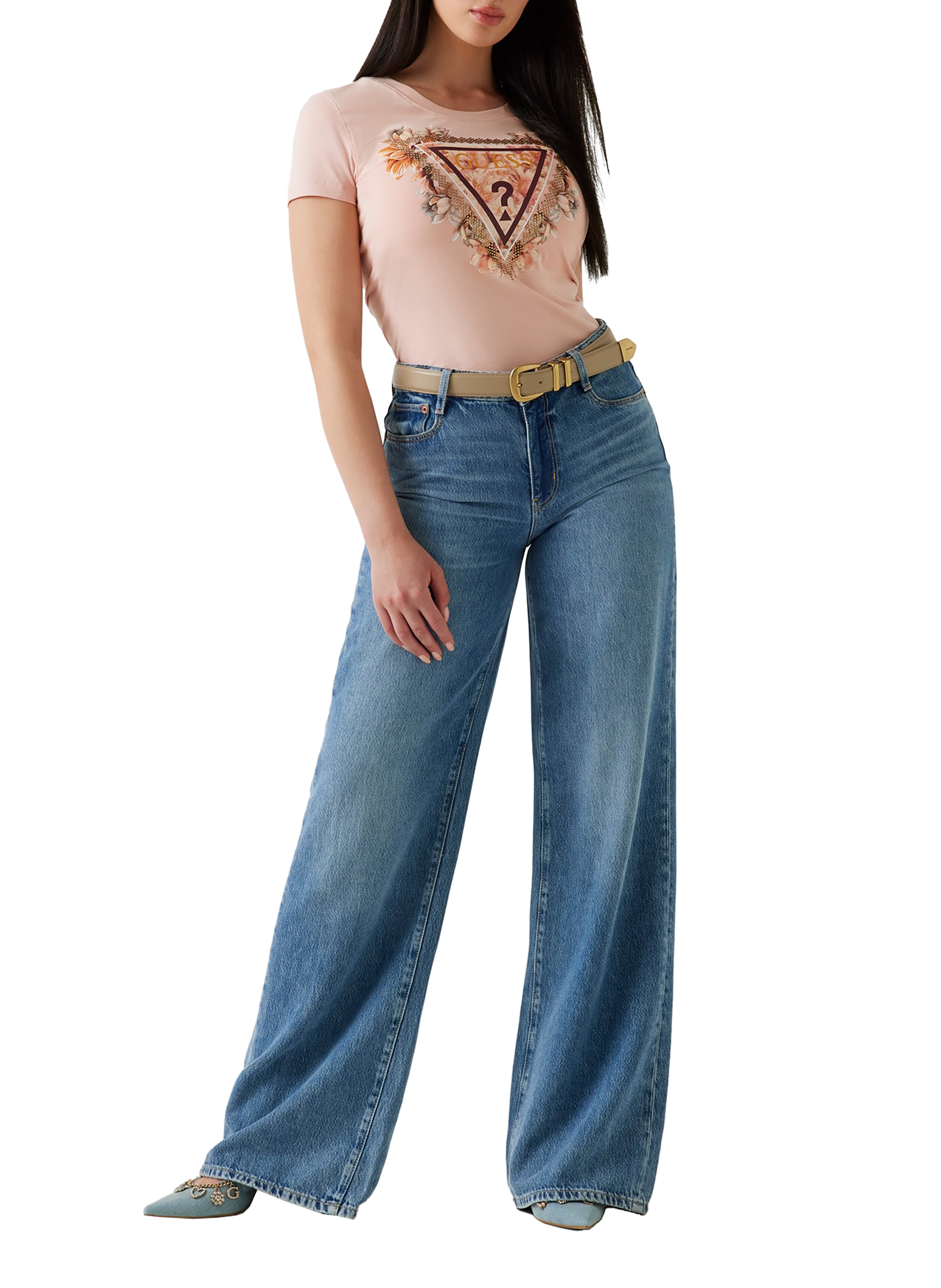 Printed T-shirt GUESS Beige