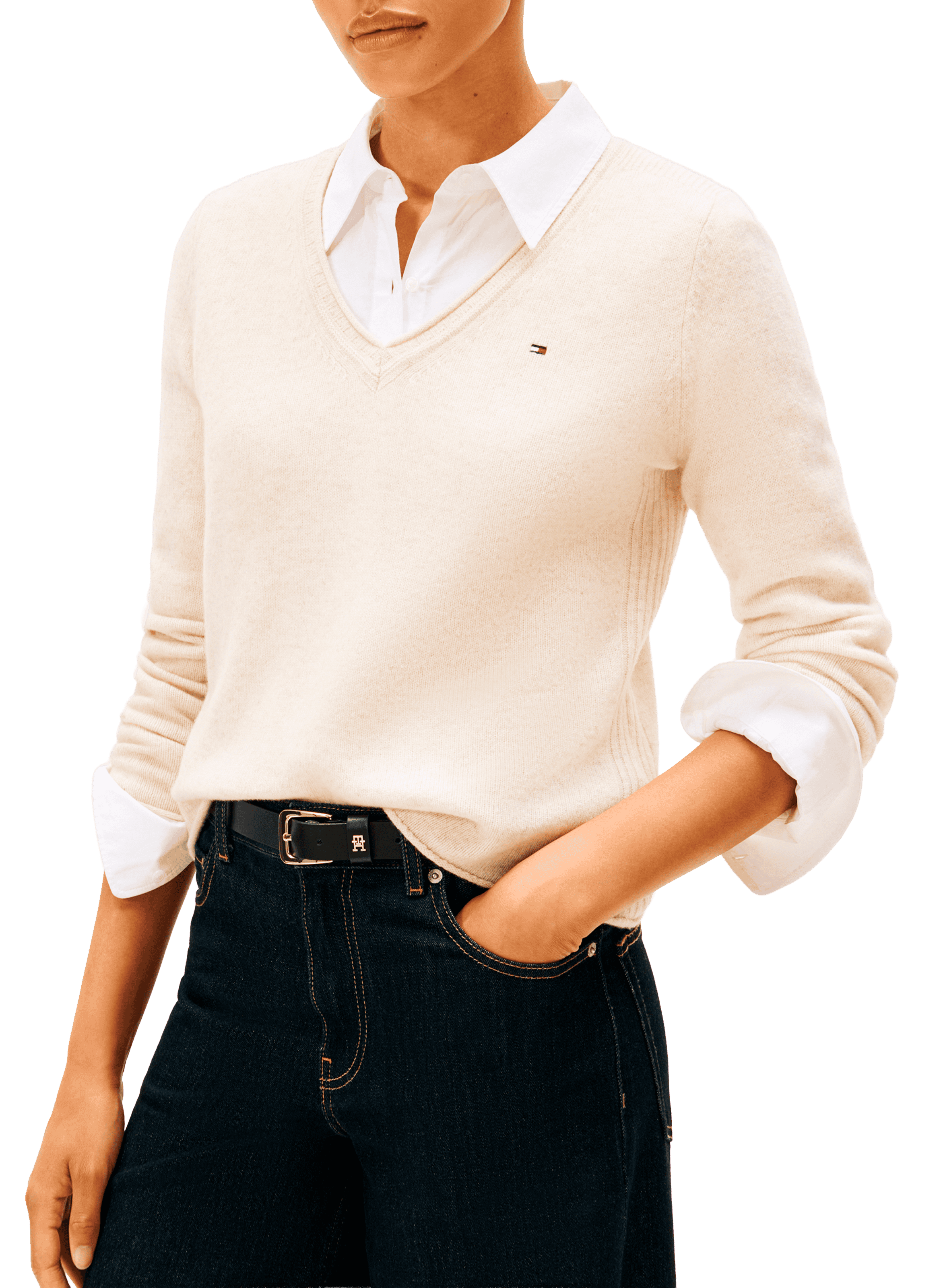 TOMMY HILFIGER Crew-neck jumper Beige