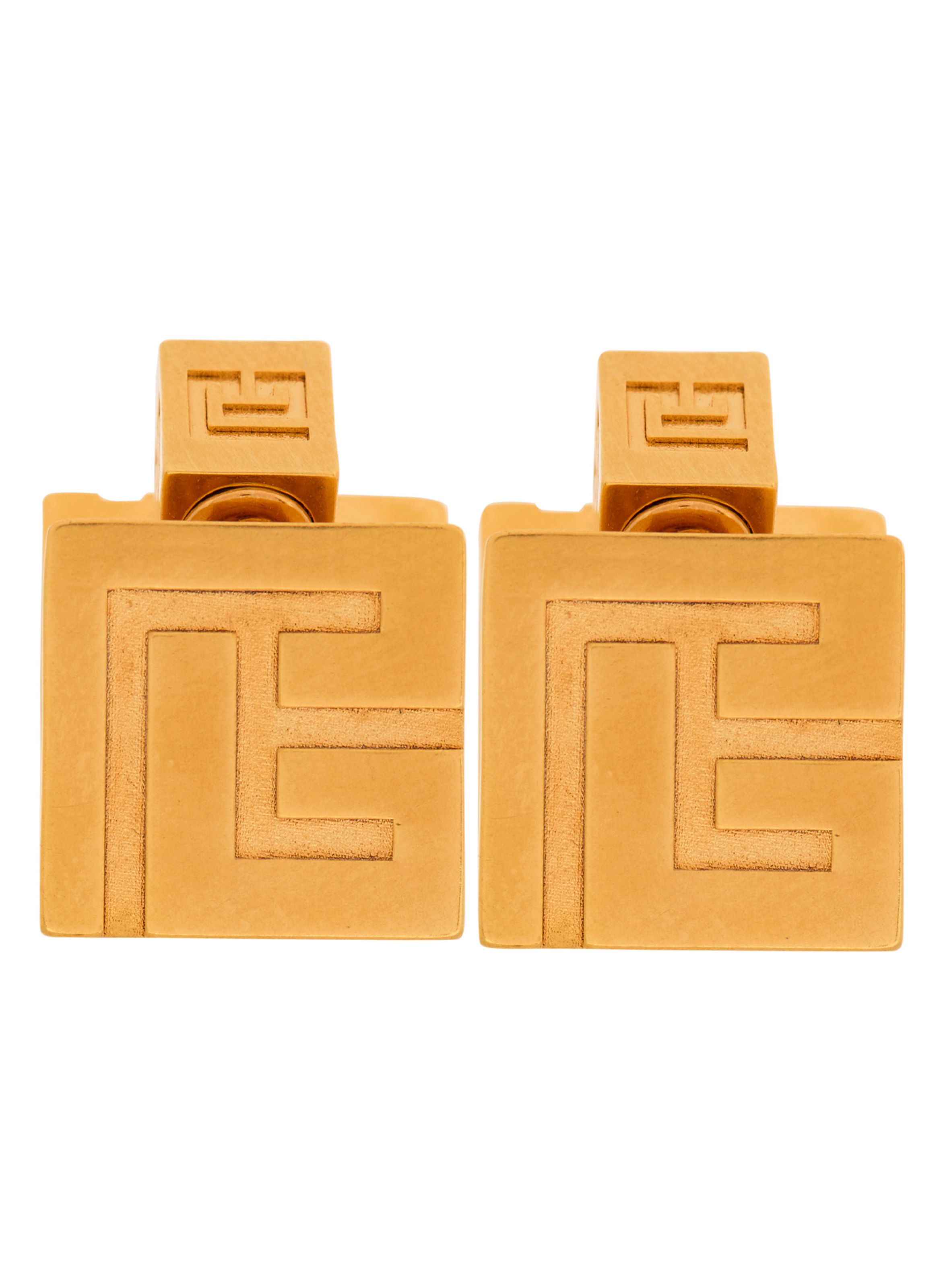 Boucles d’oreilles créoles pb 3d BALMAIN Doré