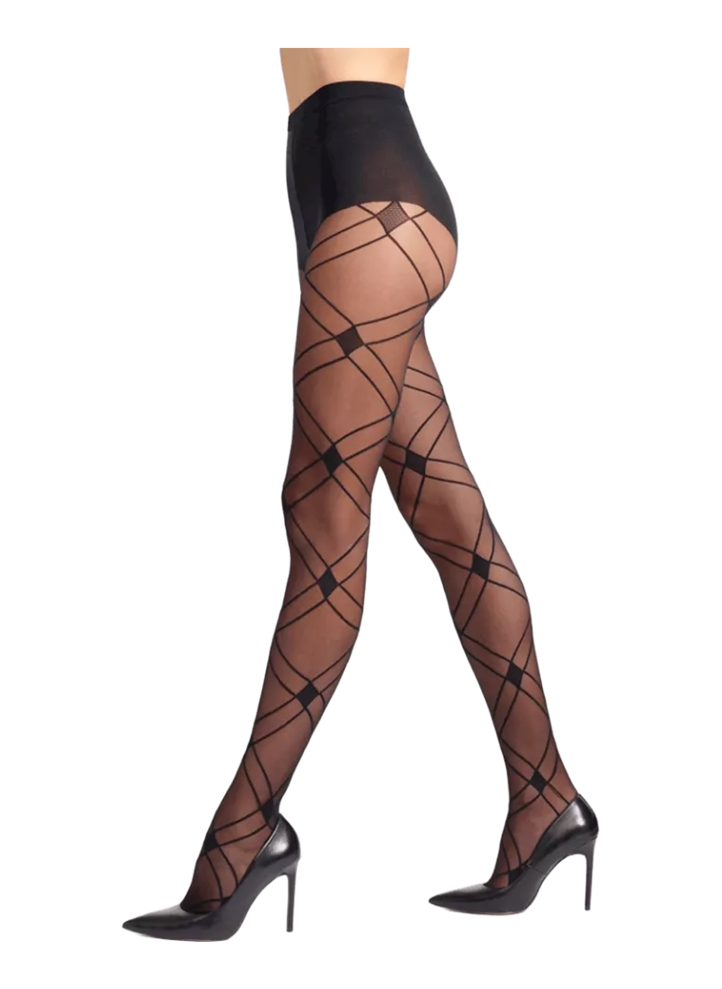 DORÉ DORÉ Collants transparents à motifs en coton mélangé Marron