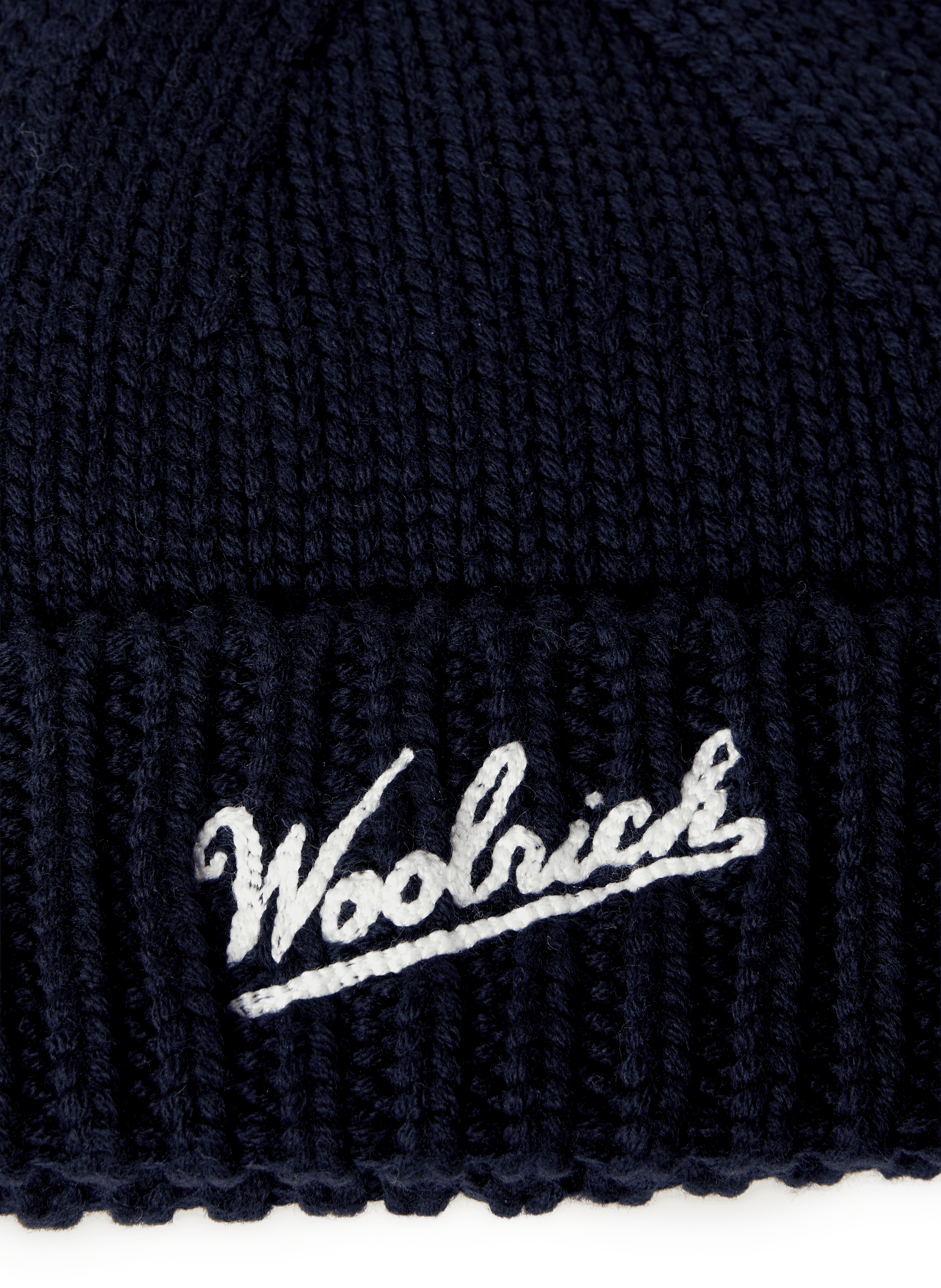 Ribbed virgin wool beanie WOOLRICH Blue