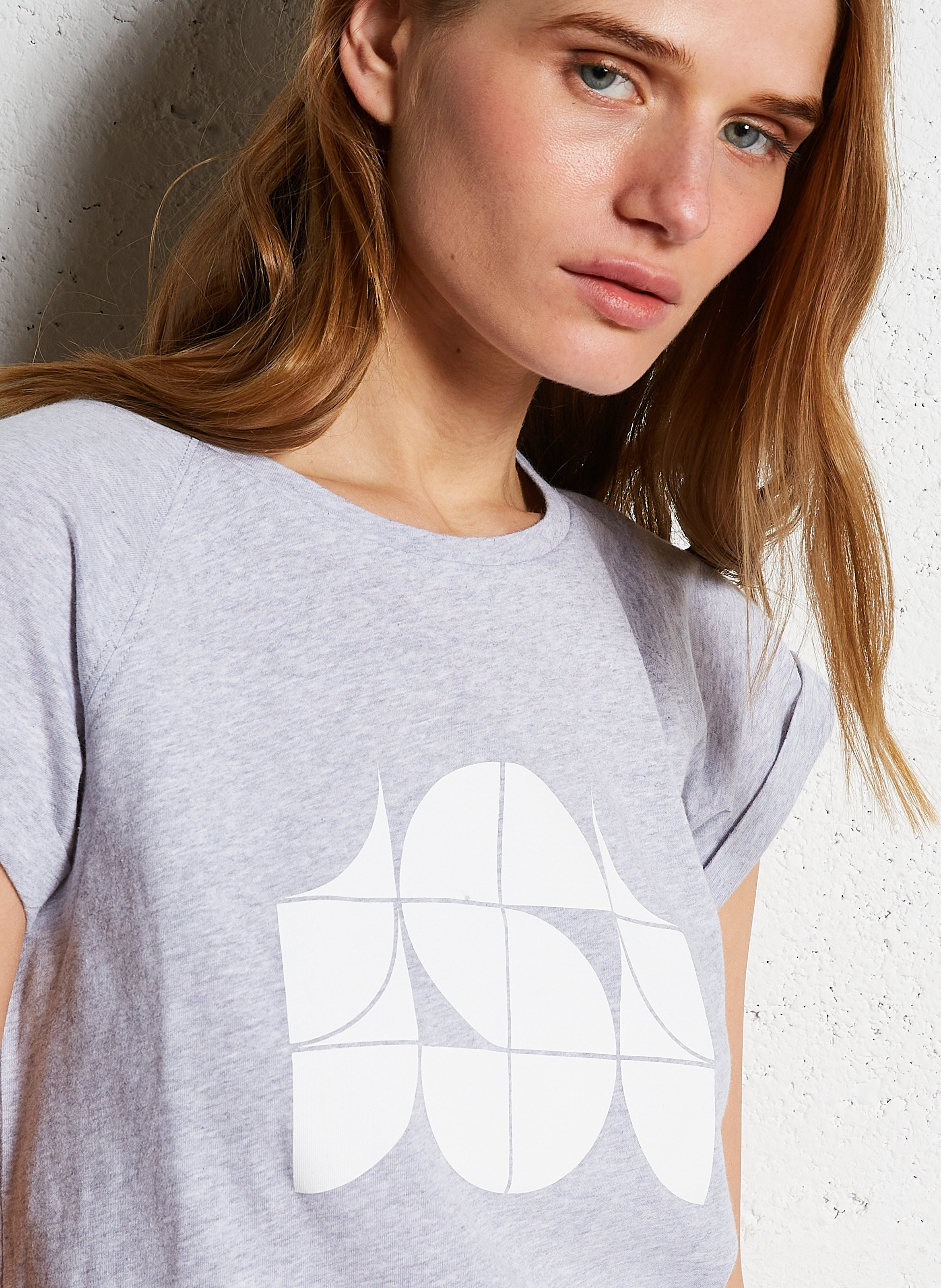 Tee-shirt col rond en coton valentina SOEUR Gris