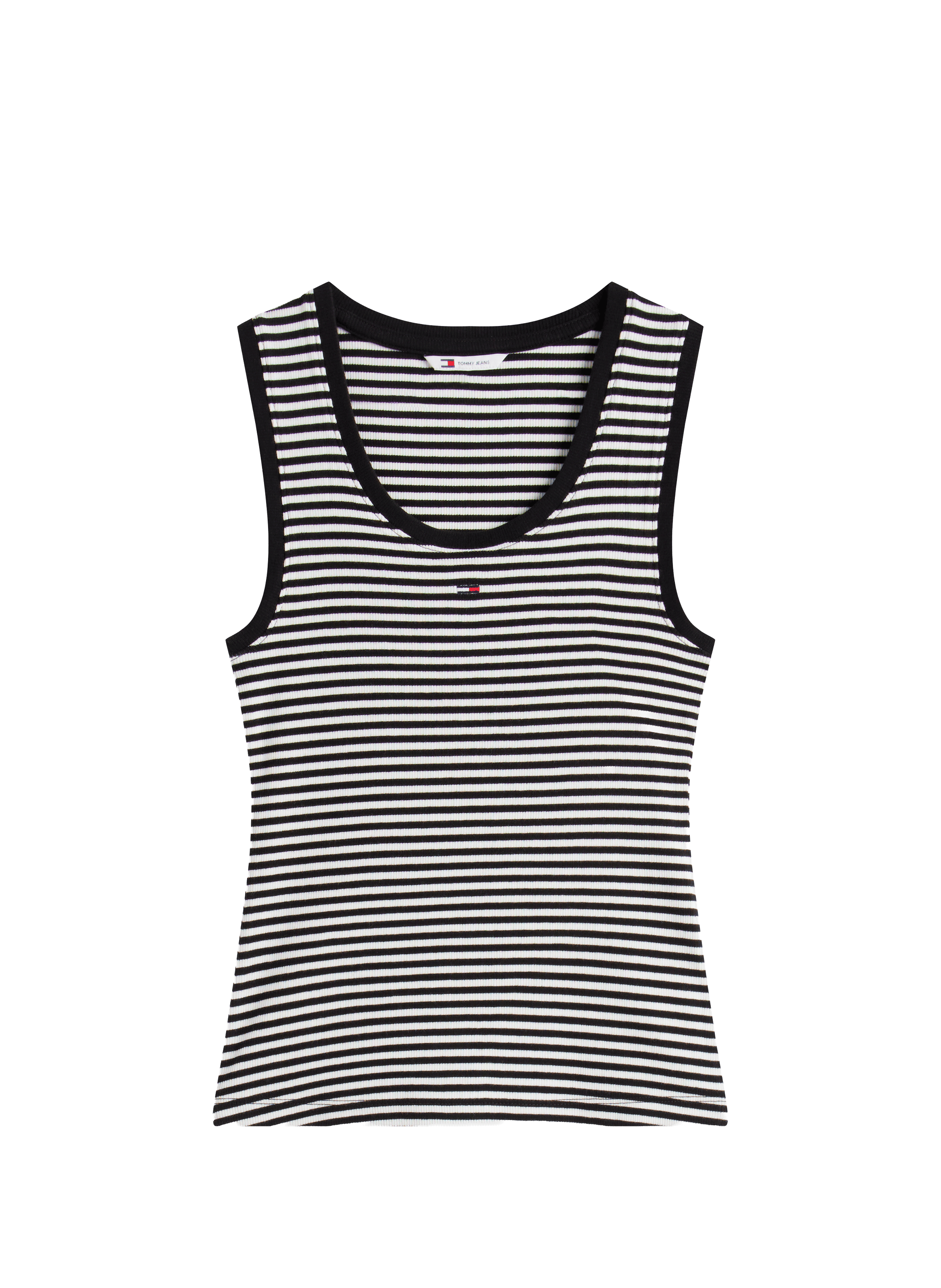 Top côtelé en coton   Black ecru stripe