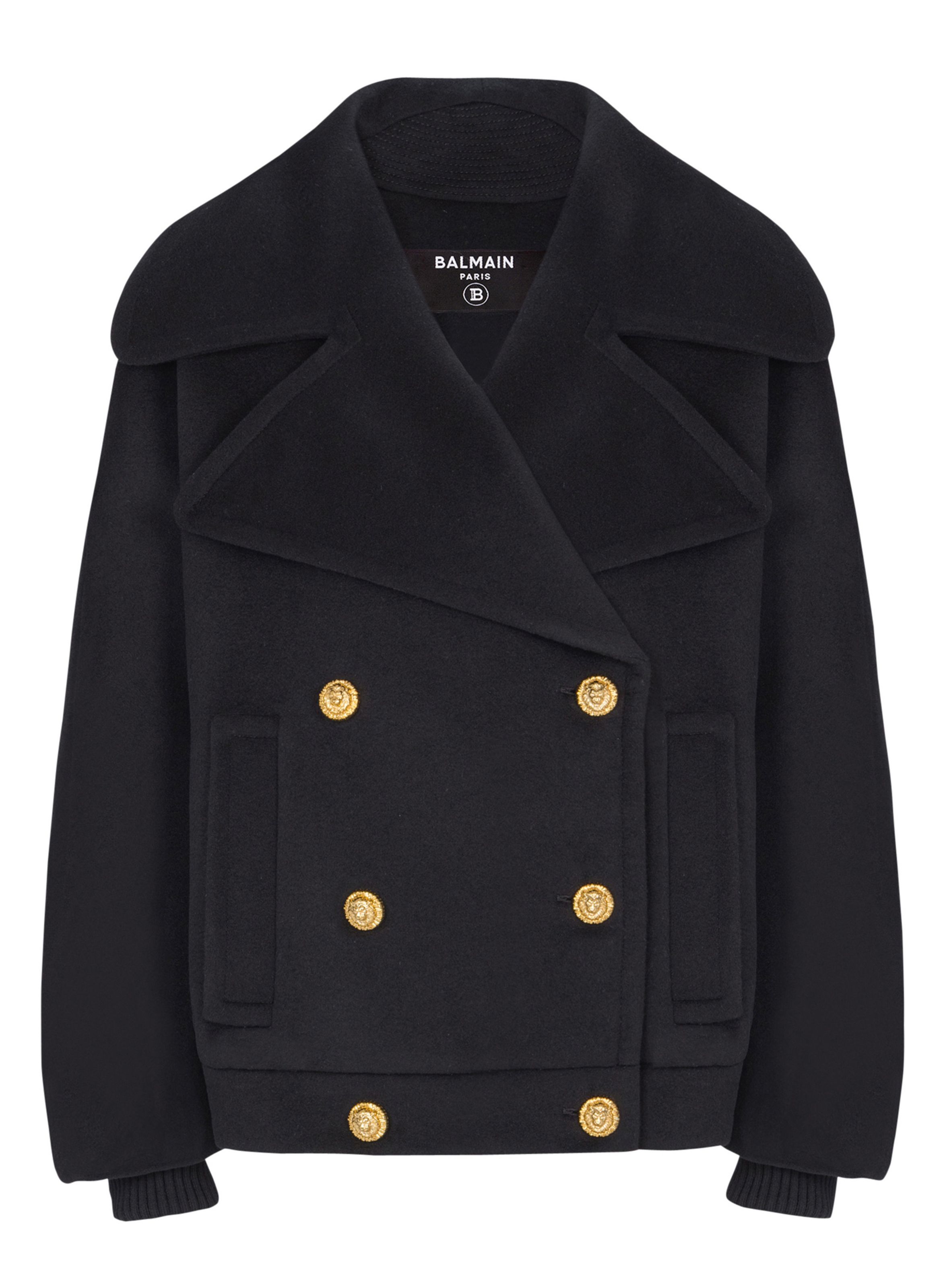 Caban 4 boutons en laine BALMAIN Noir