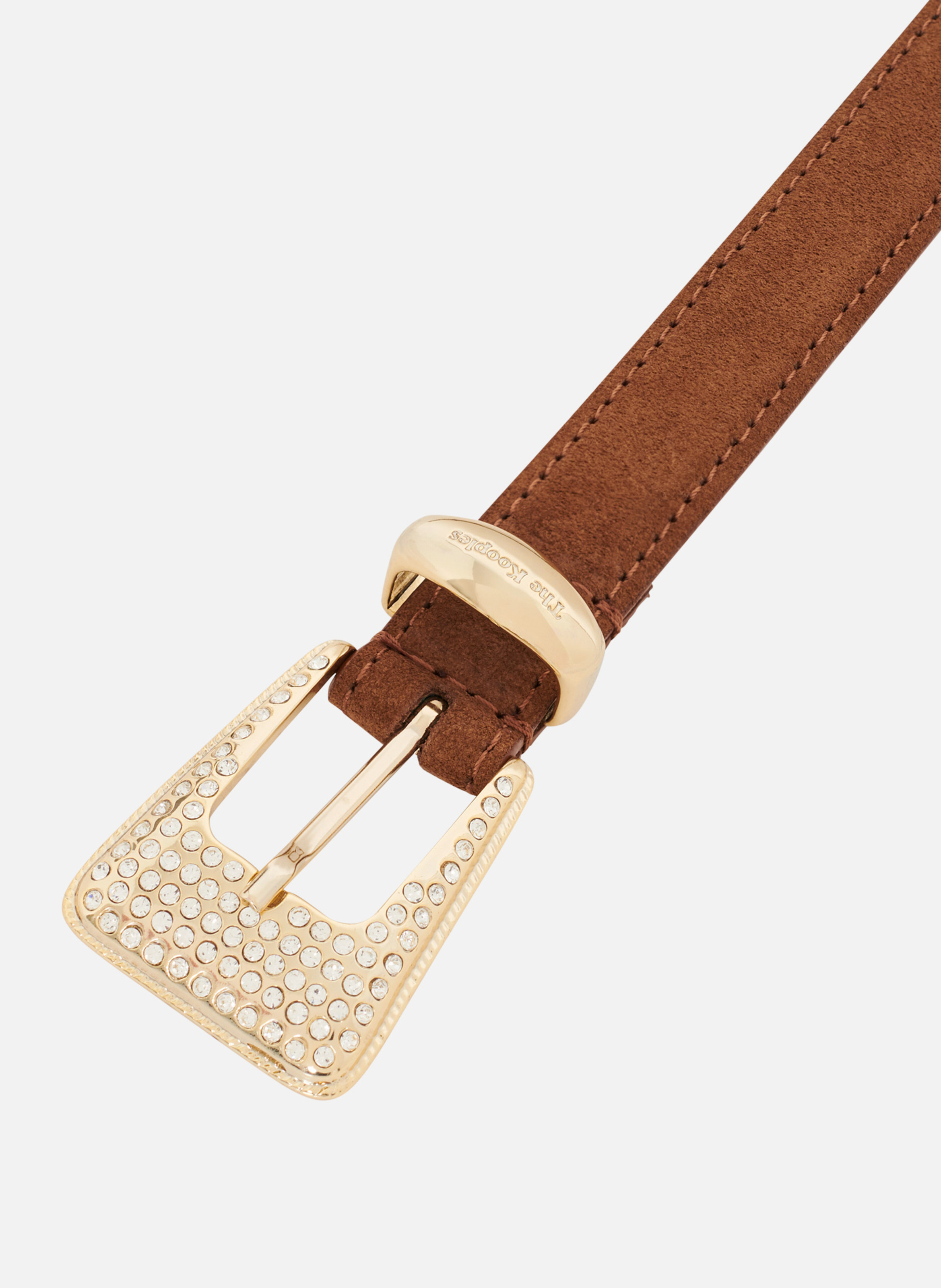 Ceinture boucle western à strass dorée en suede THE KOOPLES Marron