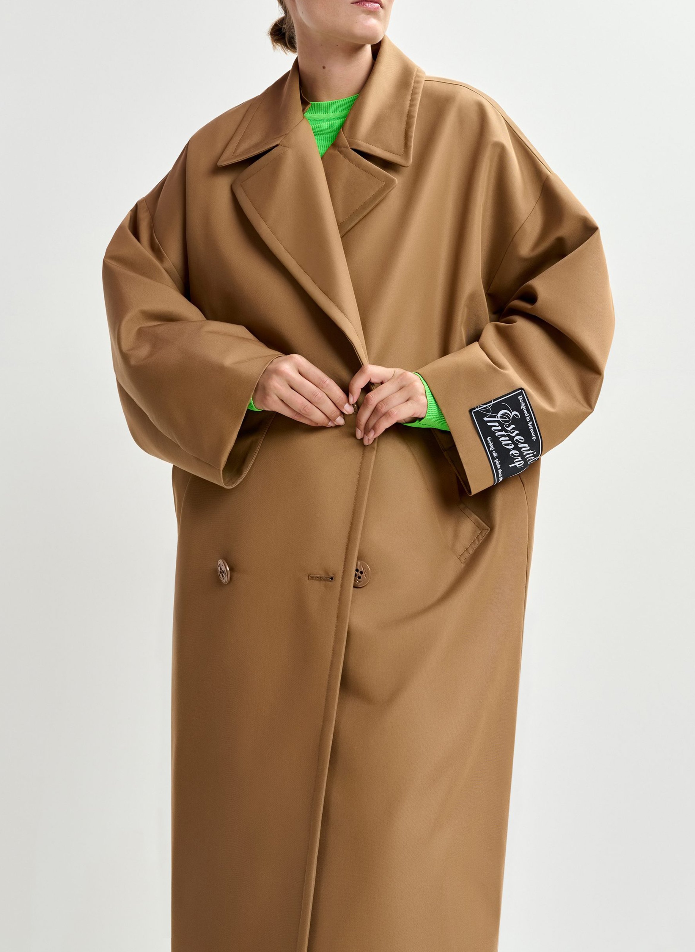 Trench col tailleur en coton mélangé josje ESSENTIEL ANTWERP Marron