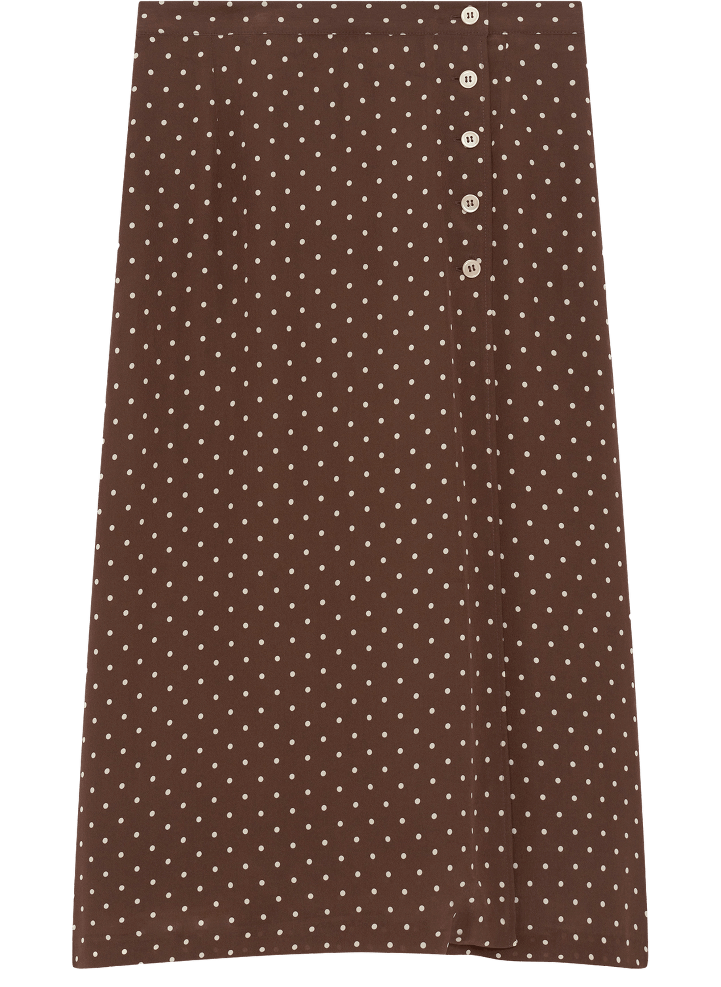 Jupe midi à pois et boutons - nayane PABLO Marron