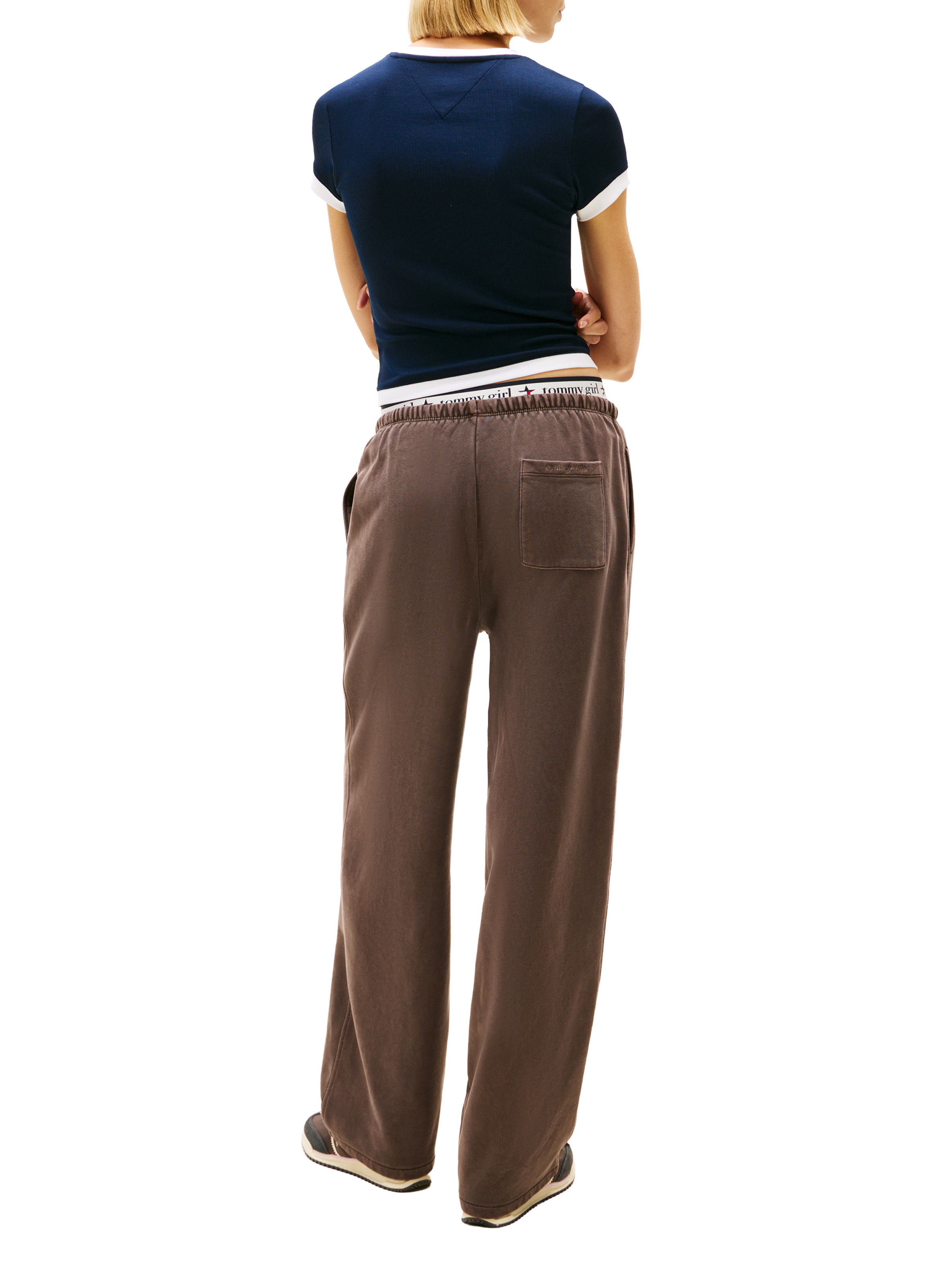 T-shirt côtelé en coton mélangé TOMMY HILFIGER Bleu