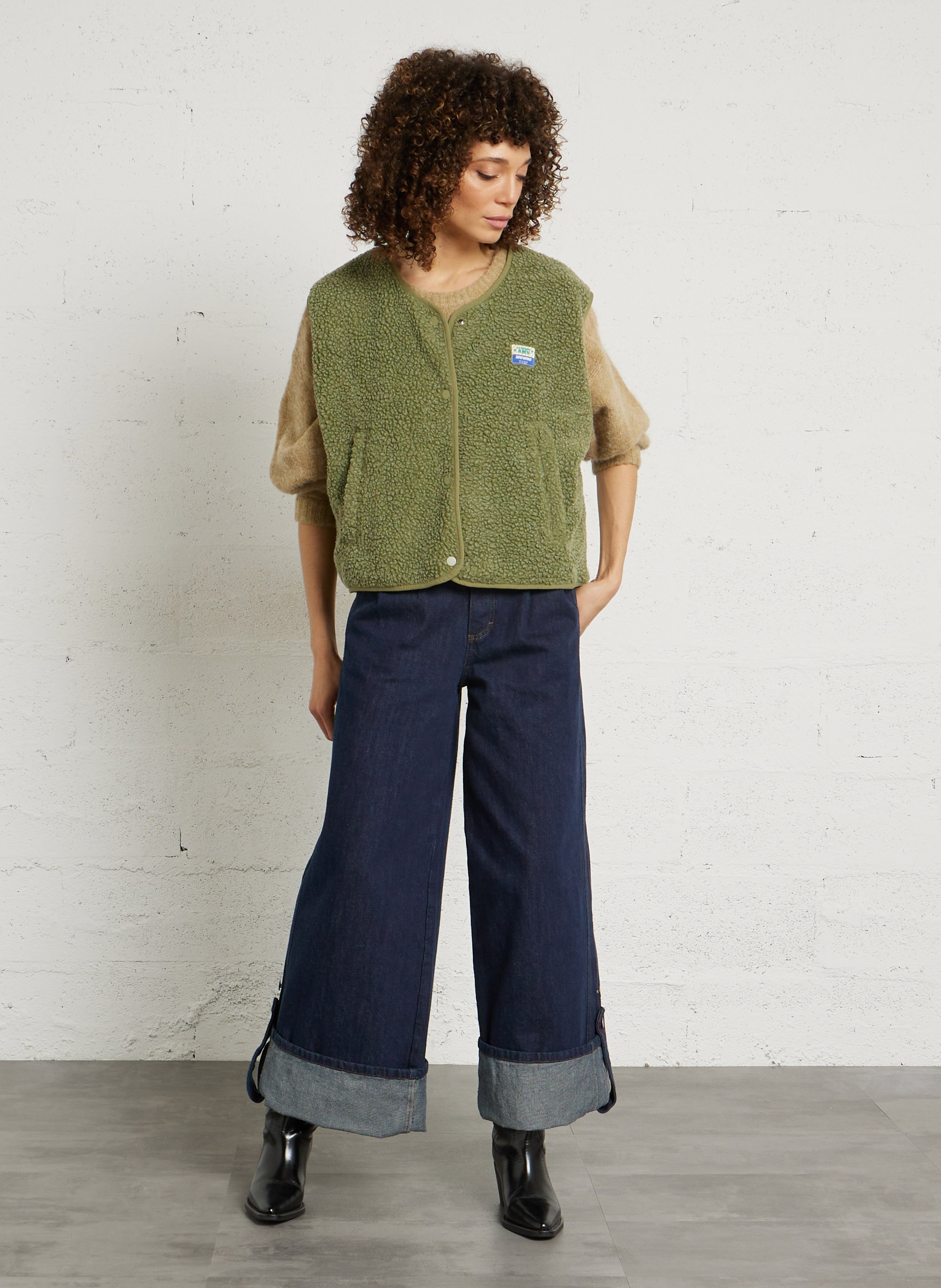 Gilet col rond molletonné sans manches hoktown AMERICAN VINTAGE Vert