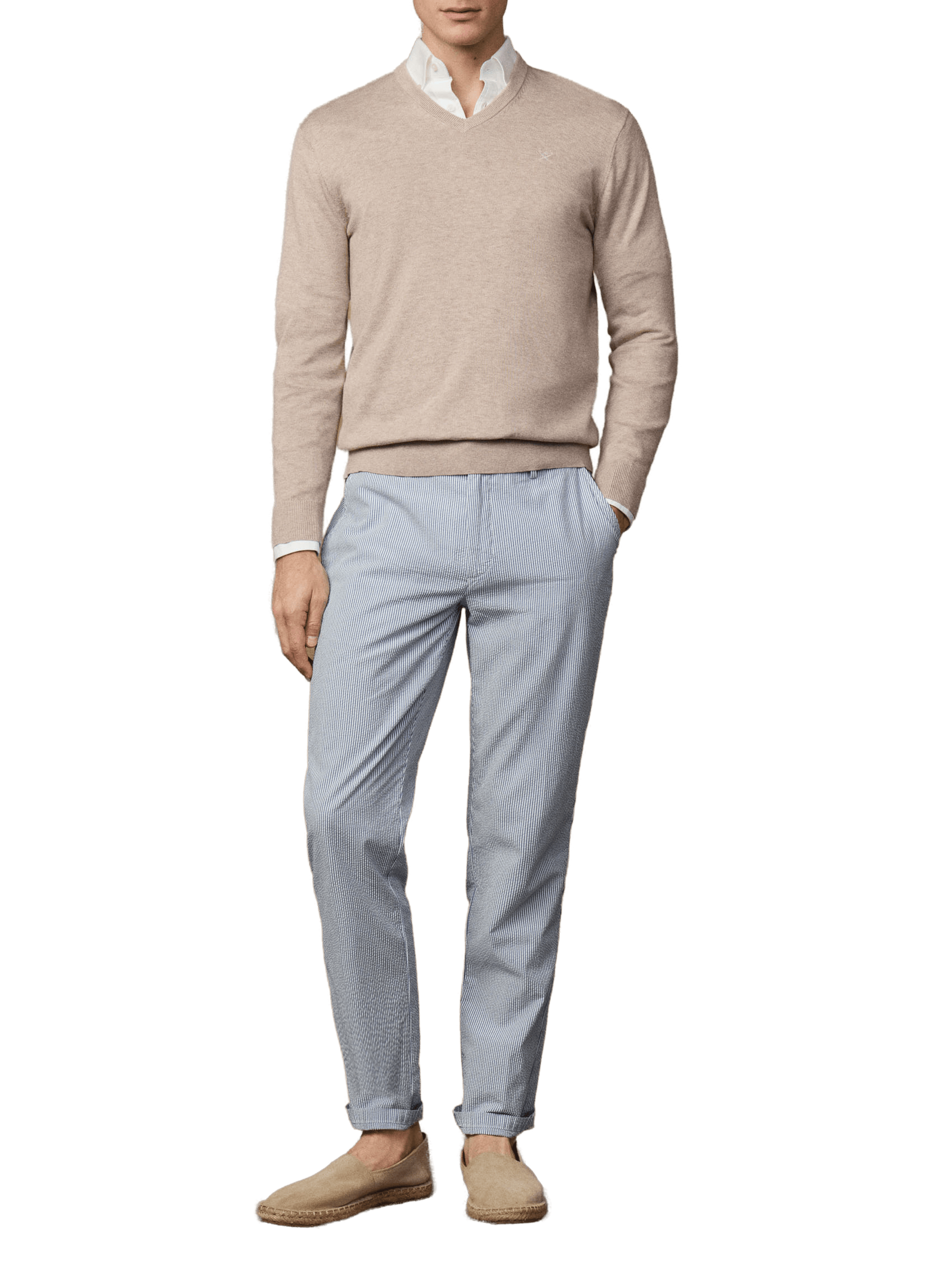 Cotton V-neck jumper HACKETT Beige