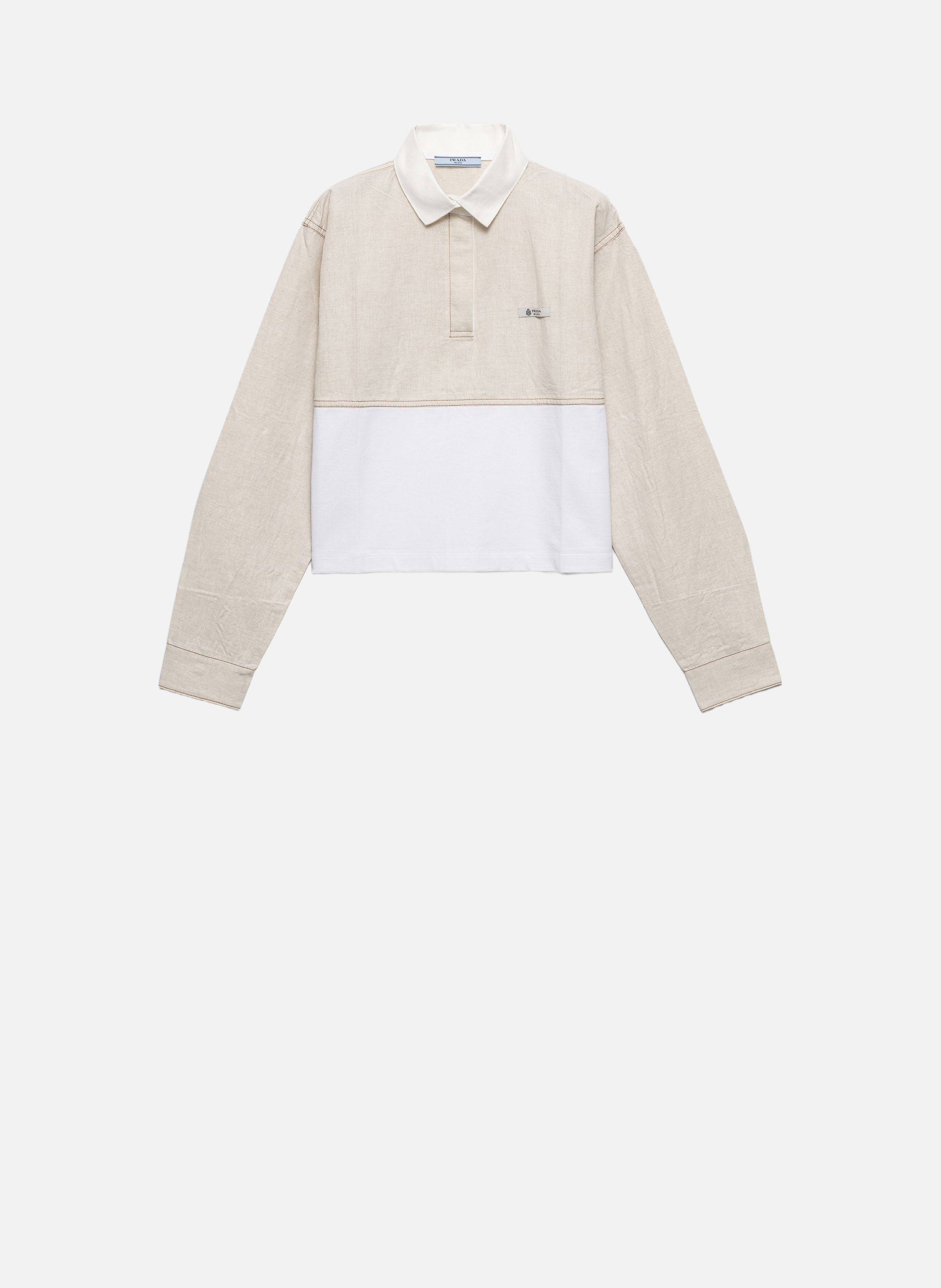 Polo en chambray et jersey PRADA Beige