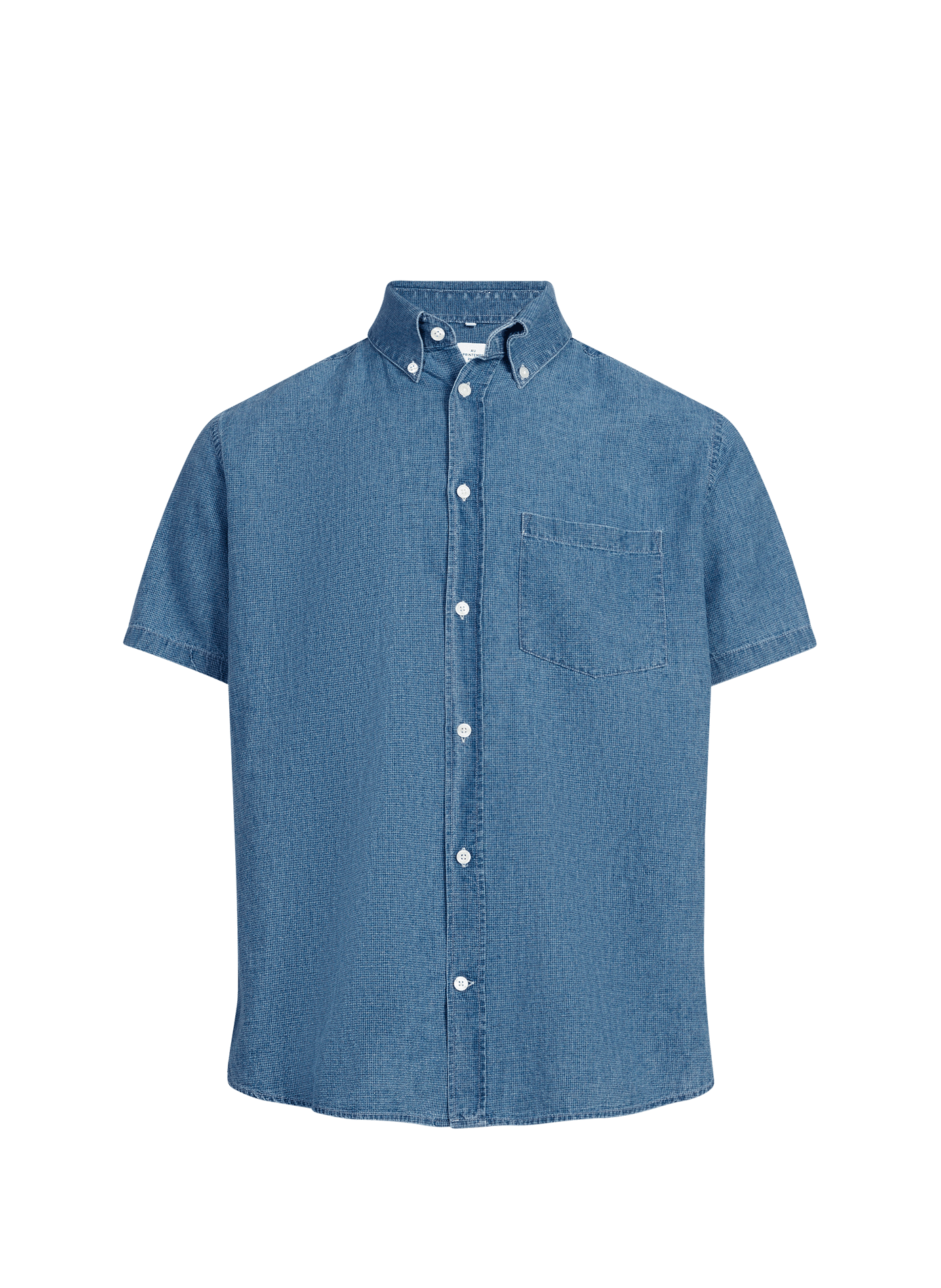 Chemise col américain à manches courtes en coton AU PRINTEMPS PARIS Blue