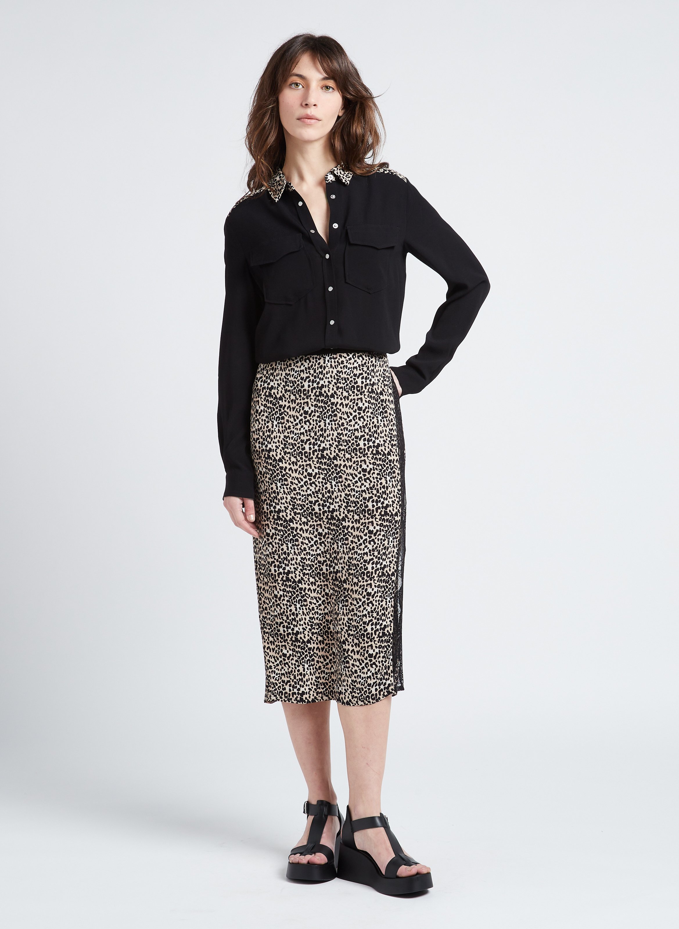 Sandales compensées en cuir estelle JONAK Noir