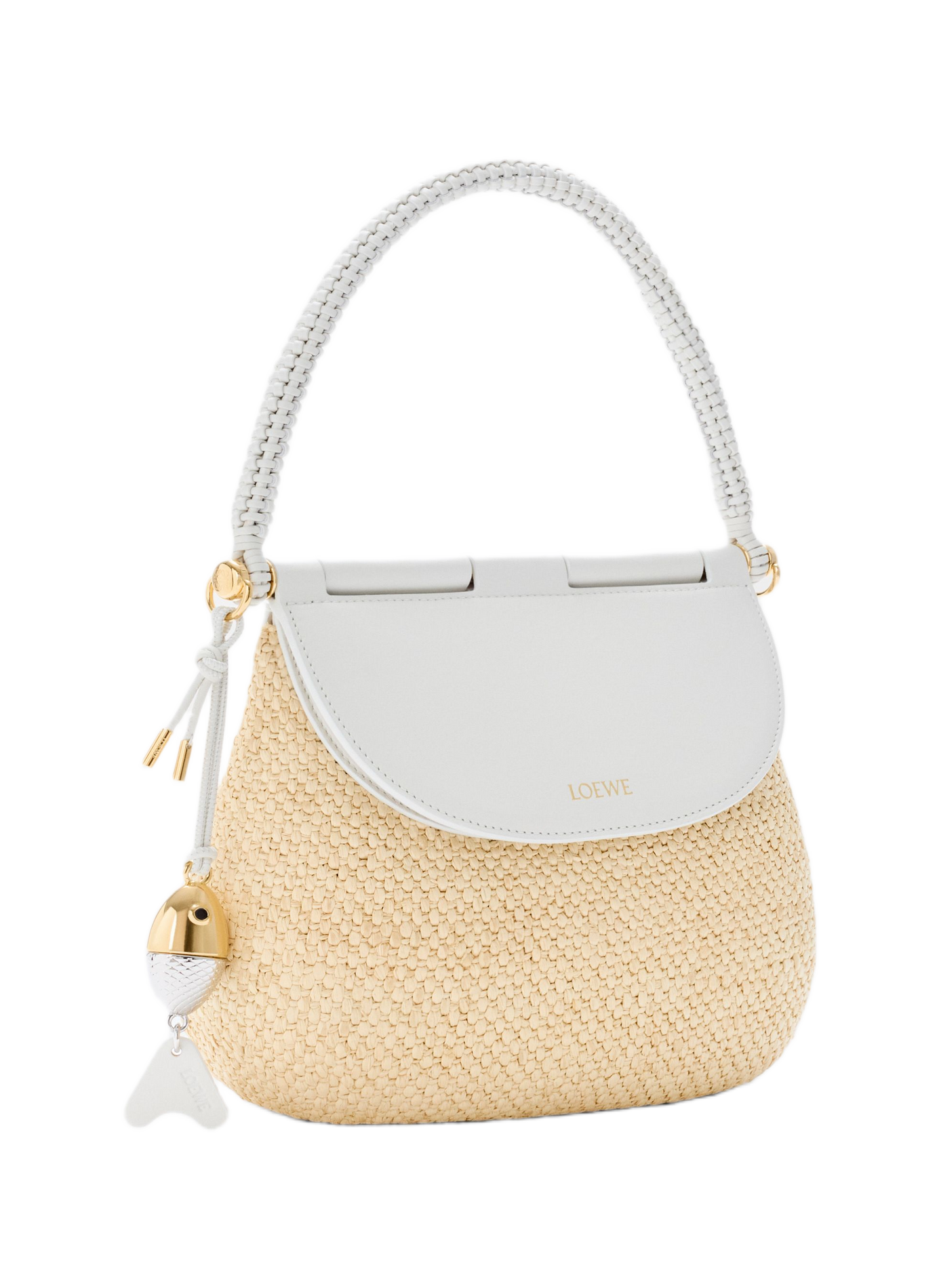 Medium Pescador bag in raffia and calf leather LOEWE Beige