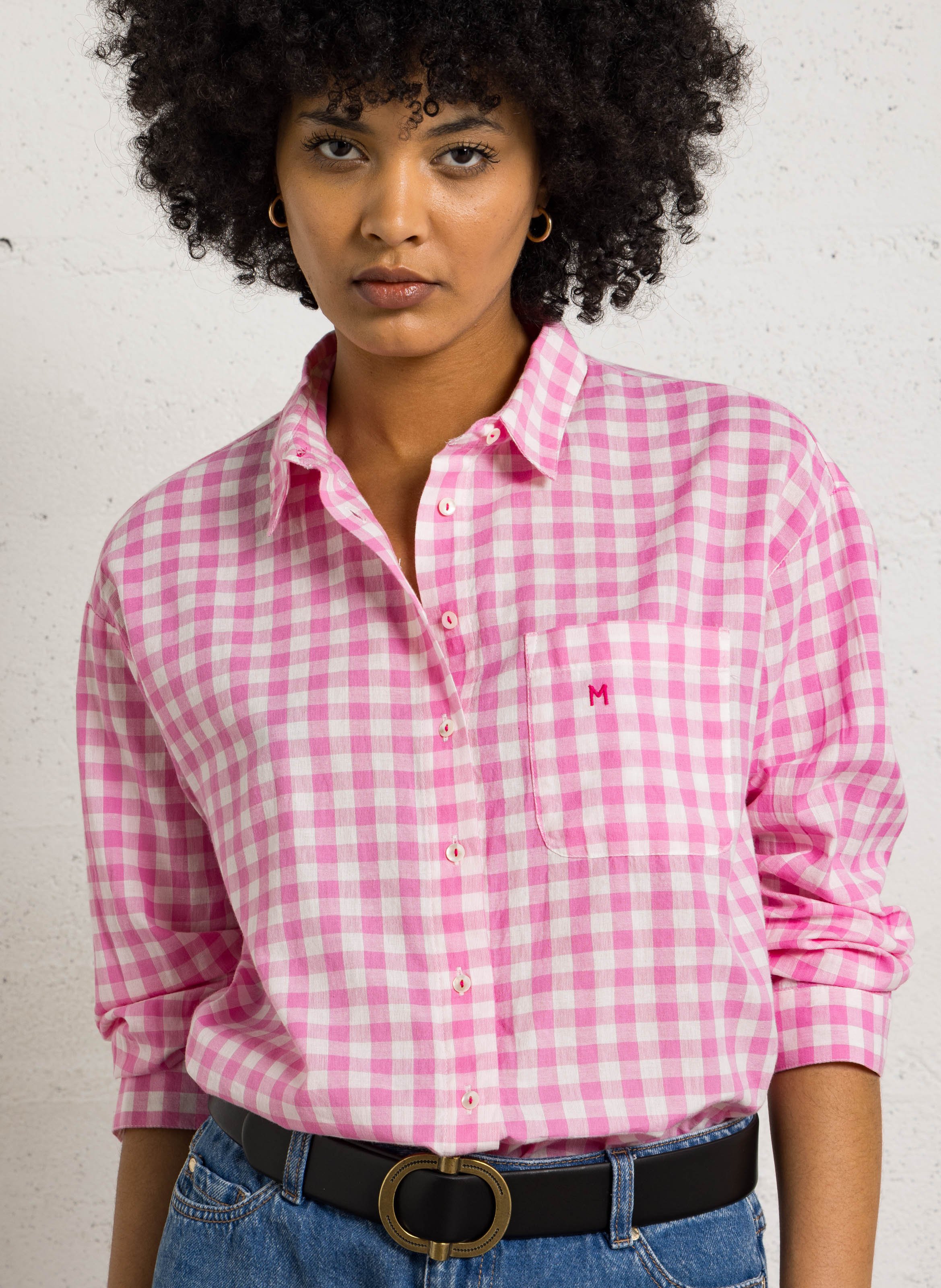Chemise à carreaux en coton marilou MAISON 123 Rose