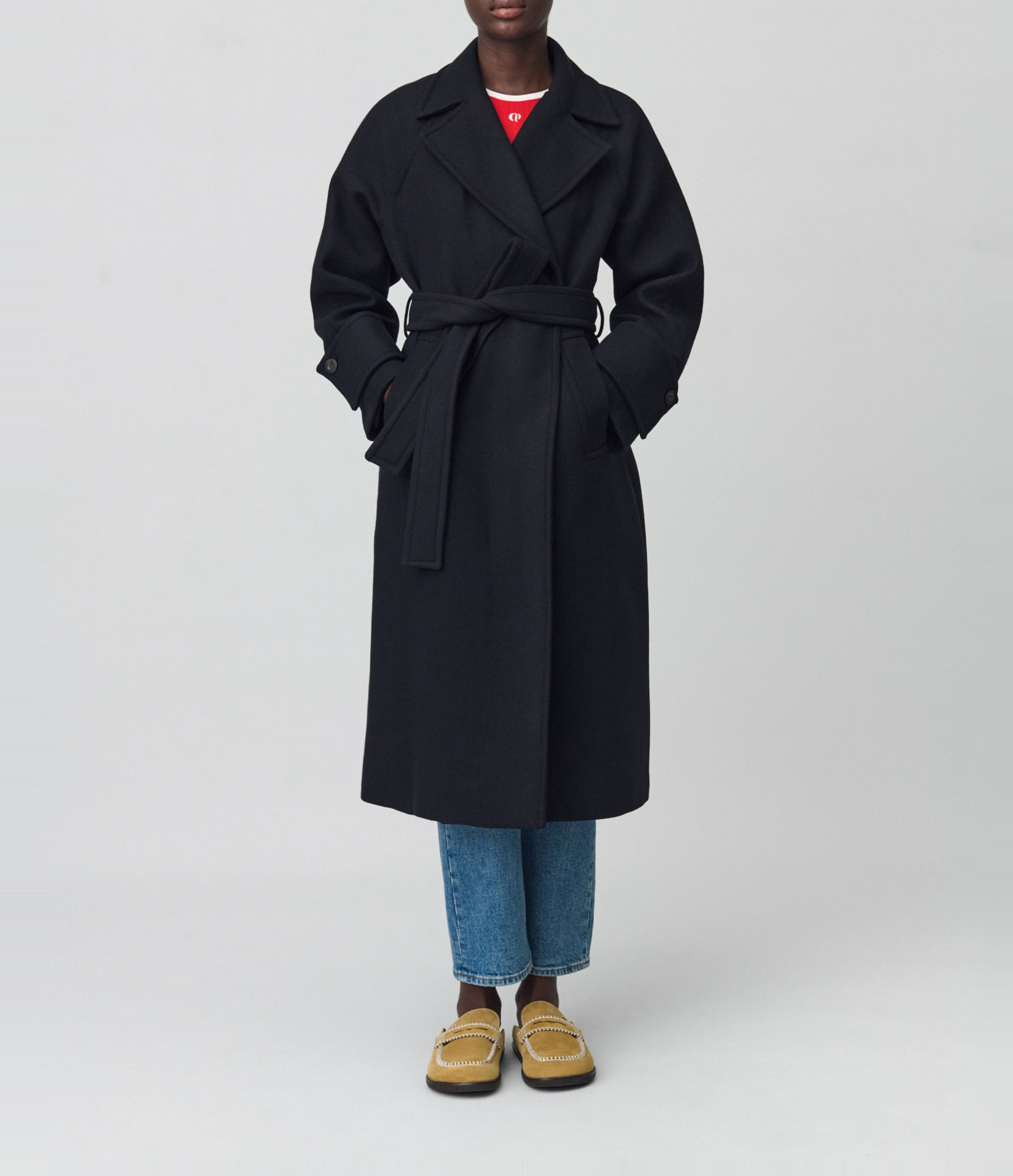 Manteau col tailleur en laine mélangée CLAUDIE PIERLOT Noir