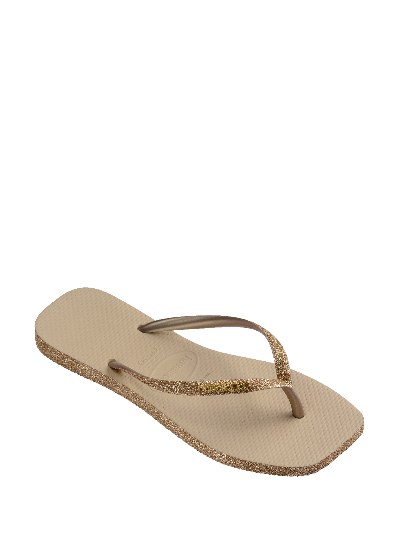 Slim Square Sparkle Toe-Post Sandals with Sparkling Straps HAVAIANAS Golden