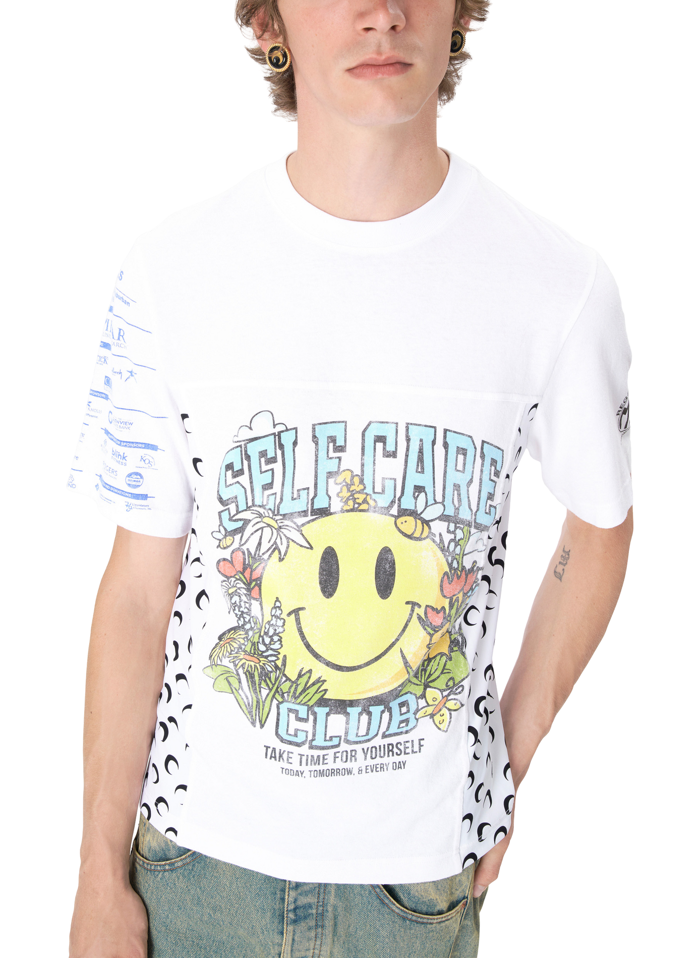 Regenerated t-shirt graphique jersey manches courtes MARINE SERRE Blanc