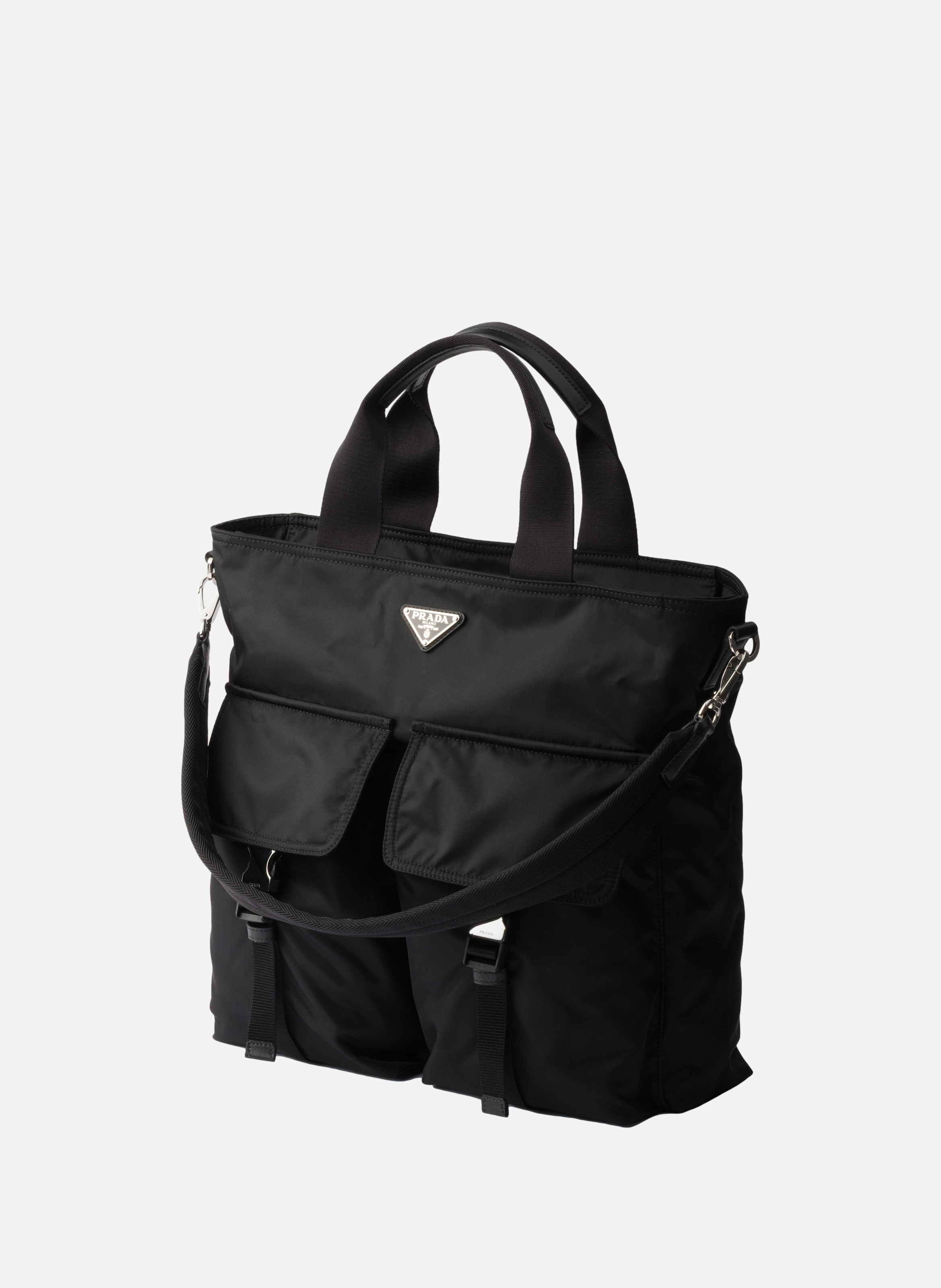 Sac cabas prada explore en re-nylon et cuir PRADA Noir