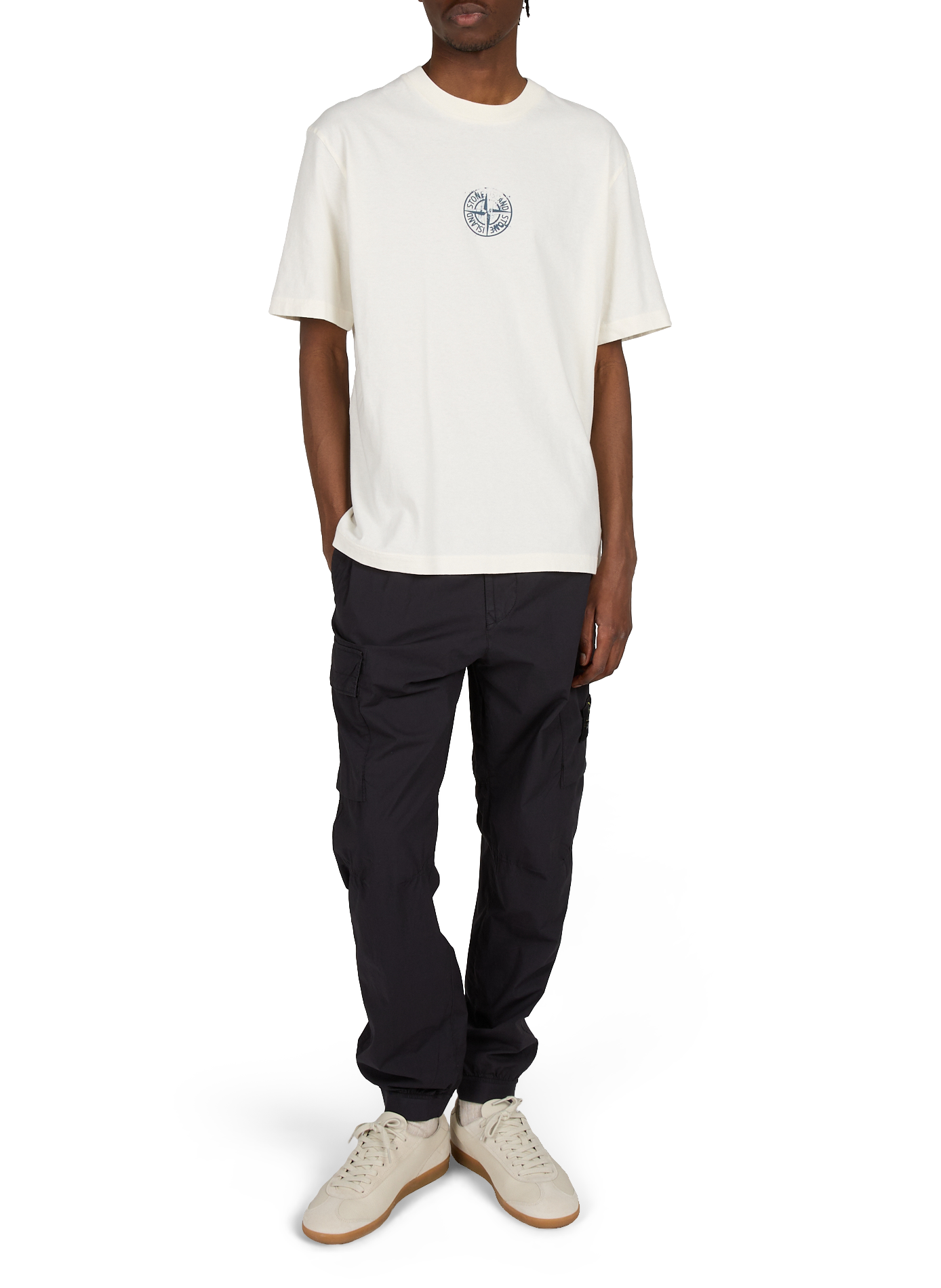 Gerade Hemdbluse mit amerikanischem Kragen aus Baumwolle STONE ISLAND Beige