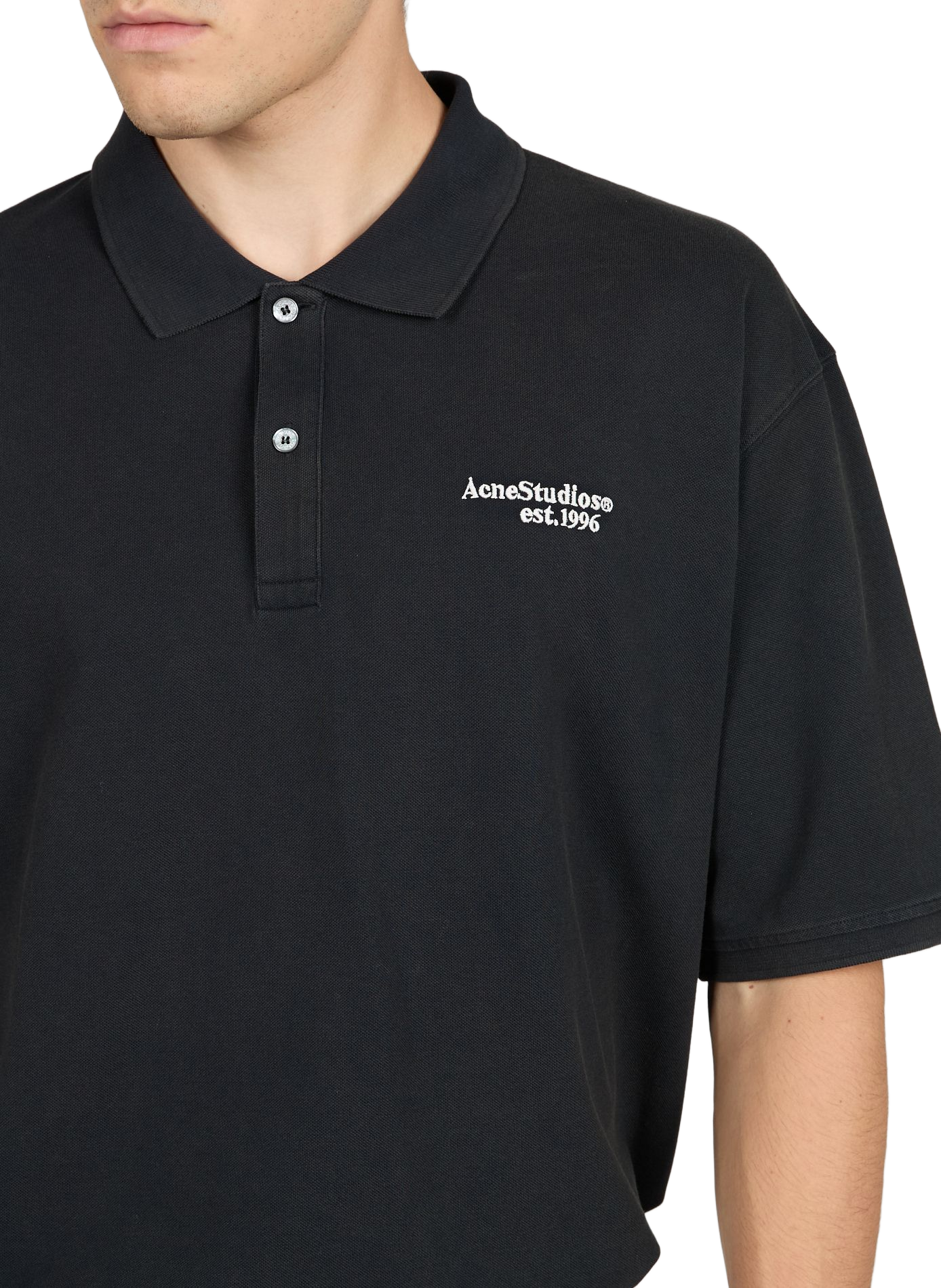 Polo oversize en coton ACNE STUDIOS Noir