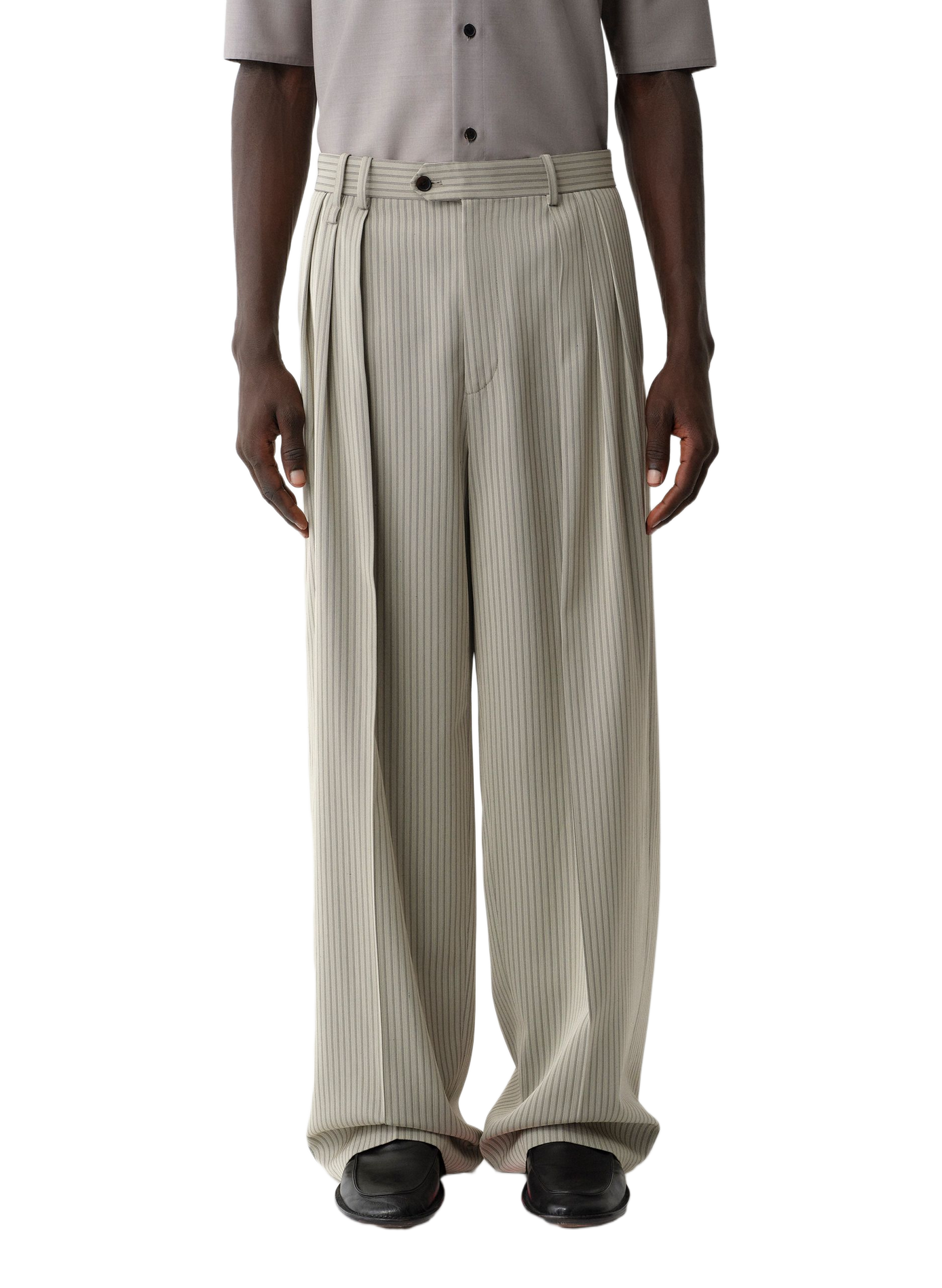 Baxter Striped Wide-Leg Pants CALVIN KLEIN COLLECTION Grey