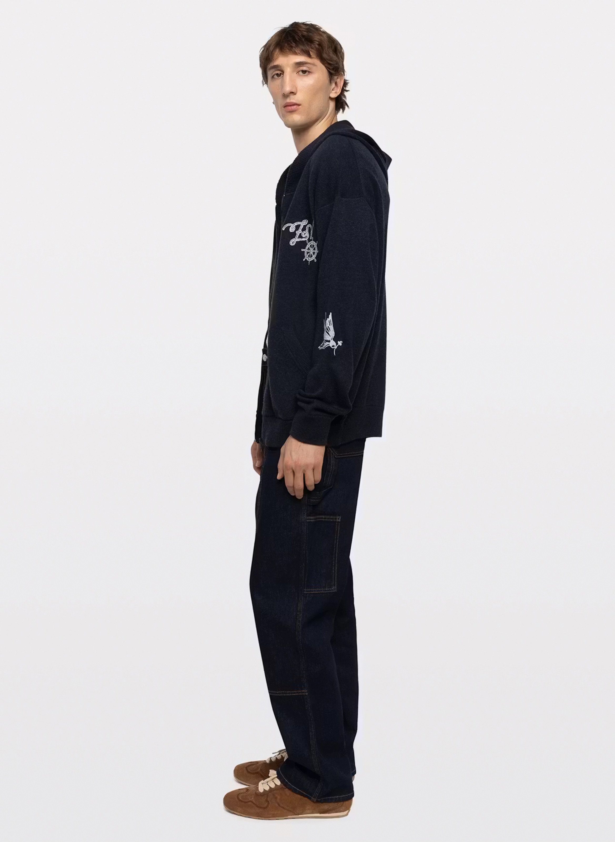 Losse gebreide sweatshirt met rits in gemengde wol camillo ZADIG&VOLTAIRE Blauw