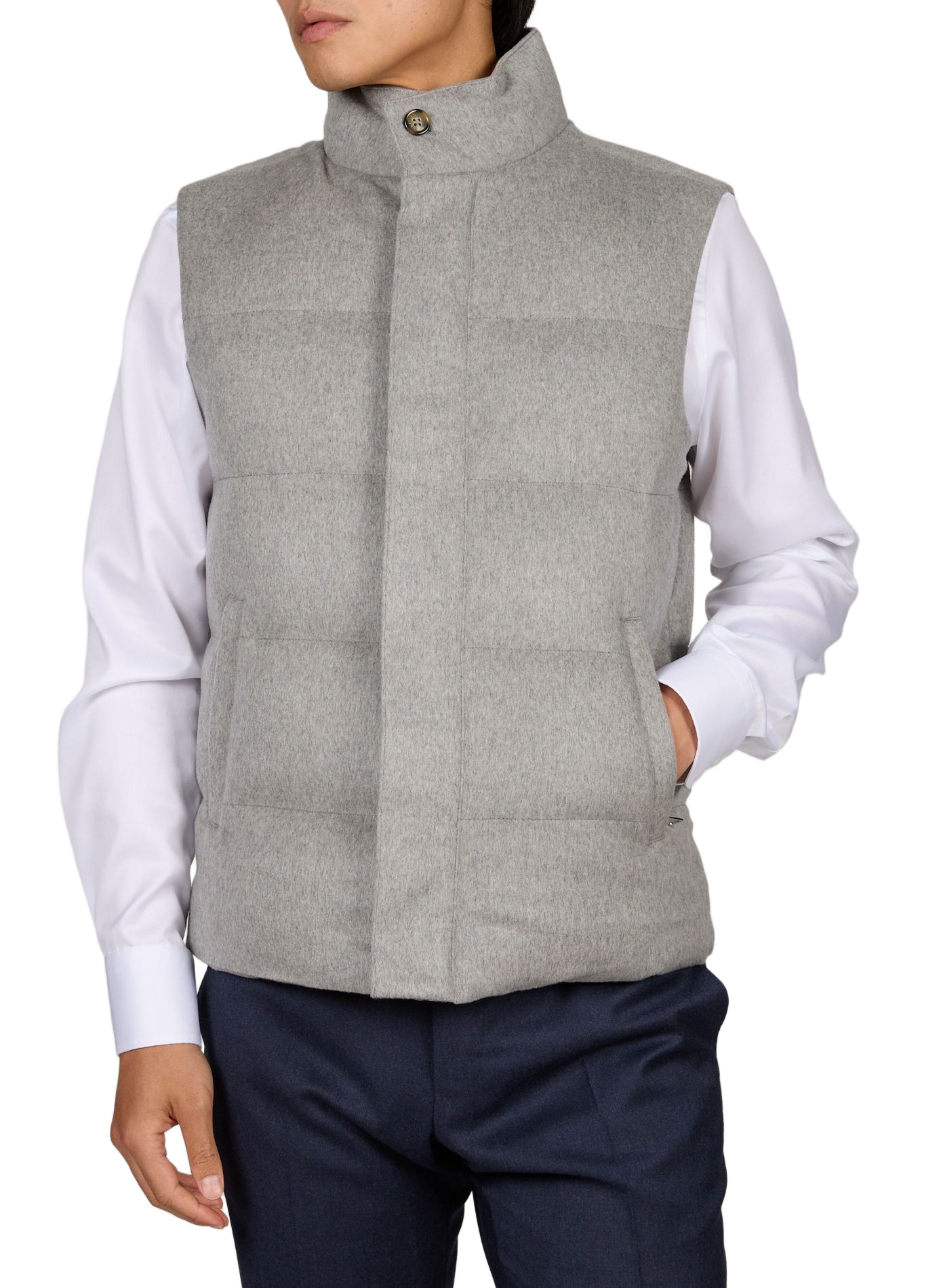 Sleeveless wool and cashmere vest AURELIEN Grey