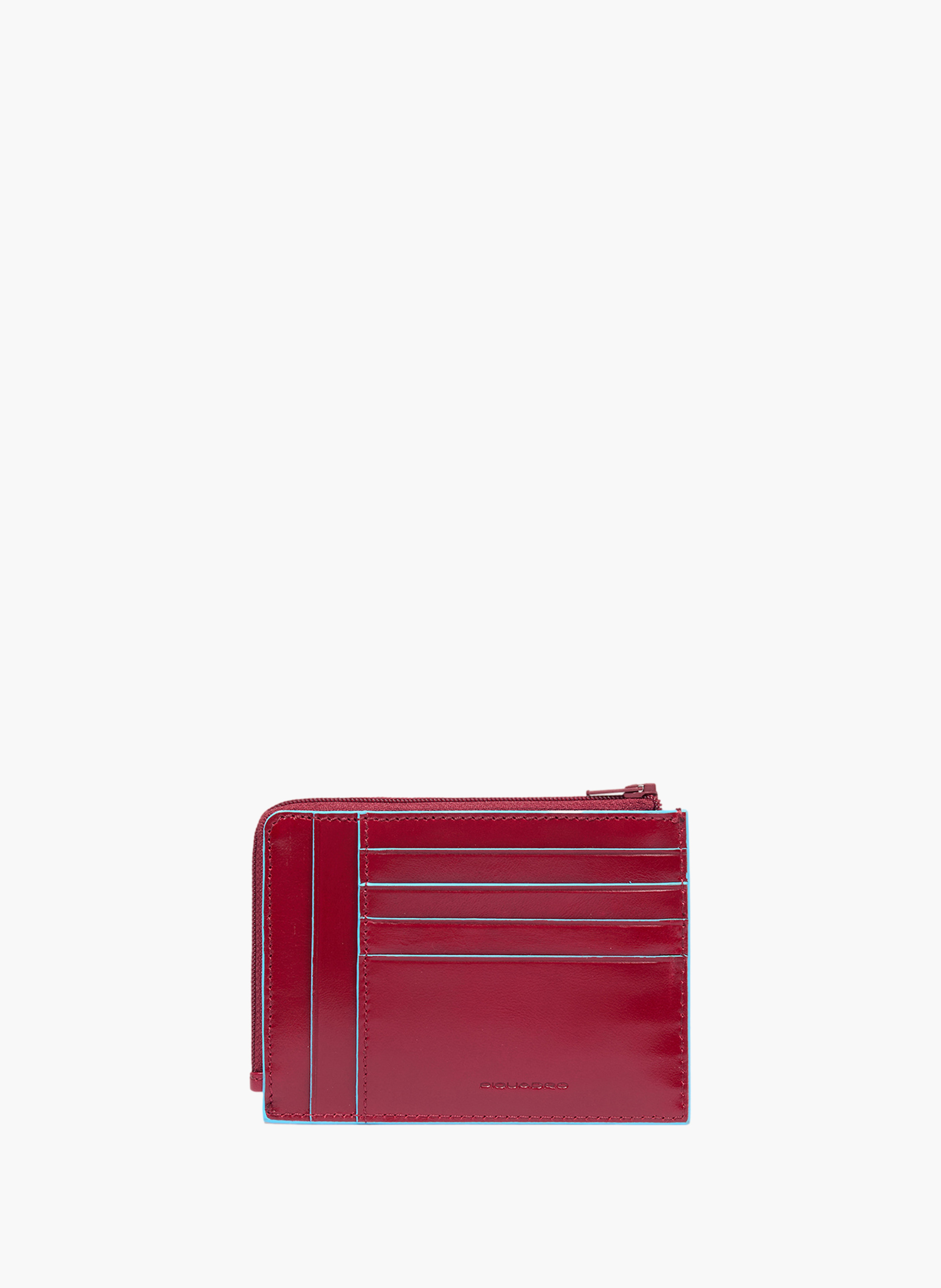Portemonnee met ritssluiting voor heren met creditcardhouder. PIQUADRO Rood