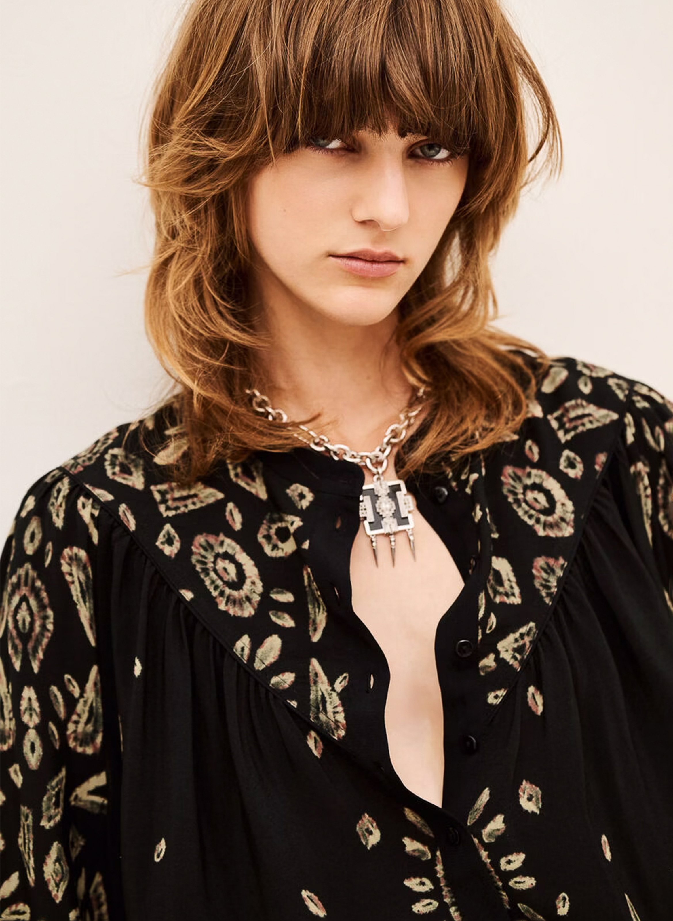 Blouse col rond imprimée brava BA&SH Noir