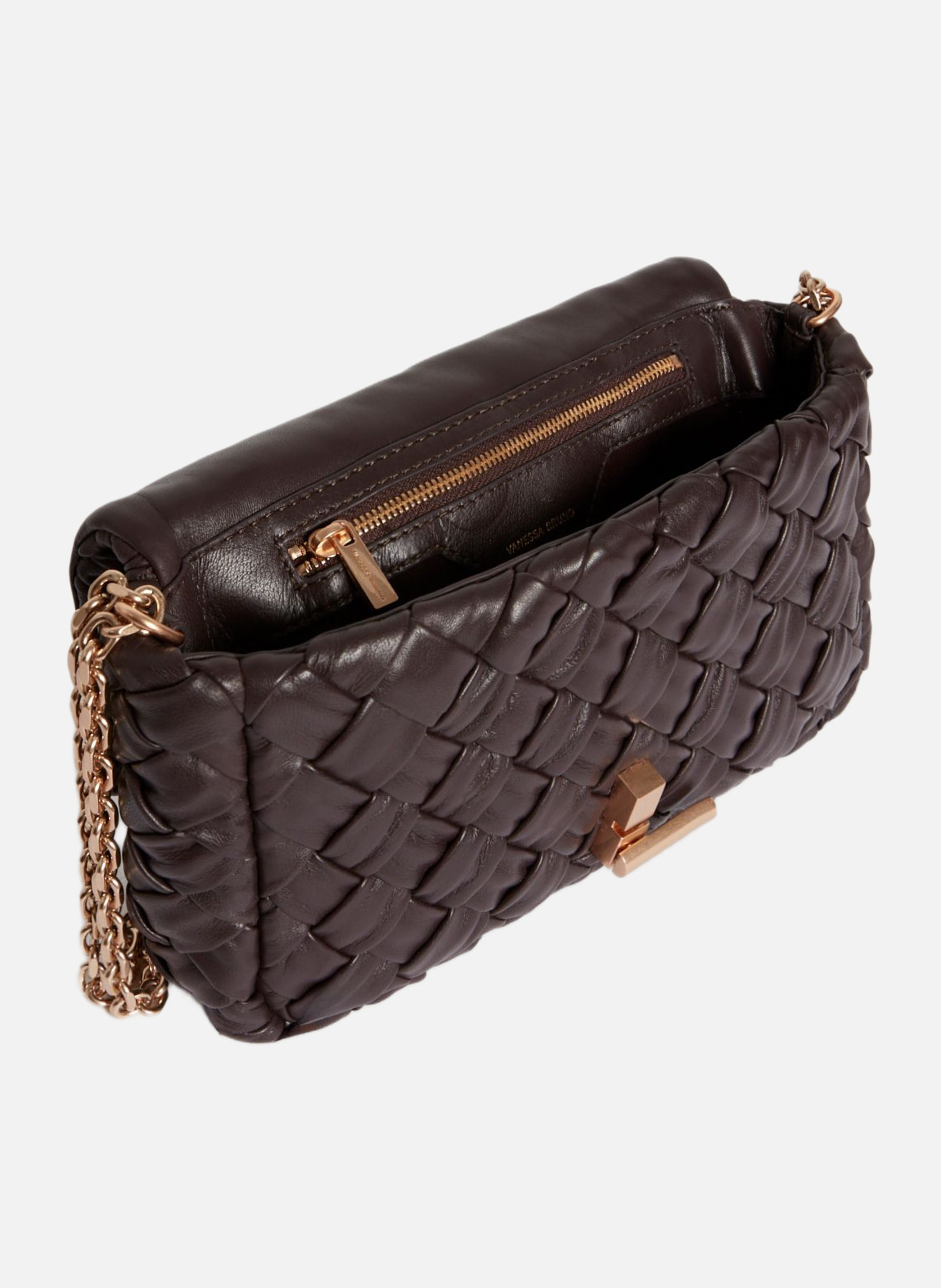 Moyen sac moon en cuir tressé VANESSA BRUNO Marron