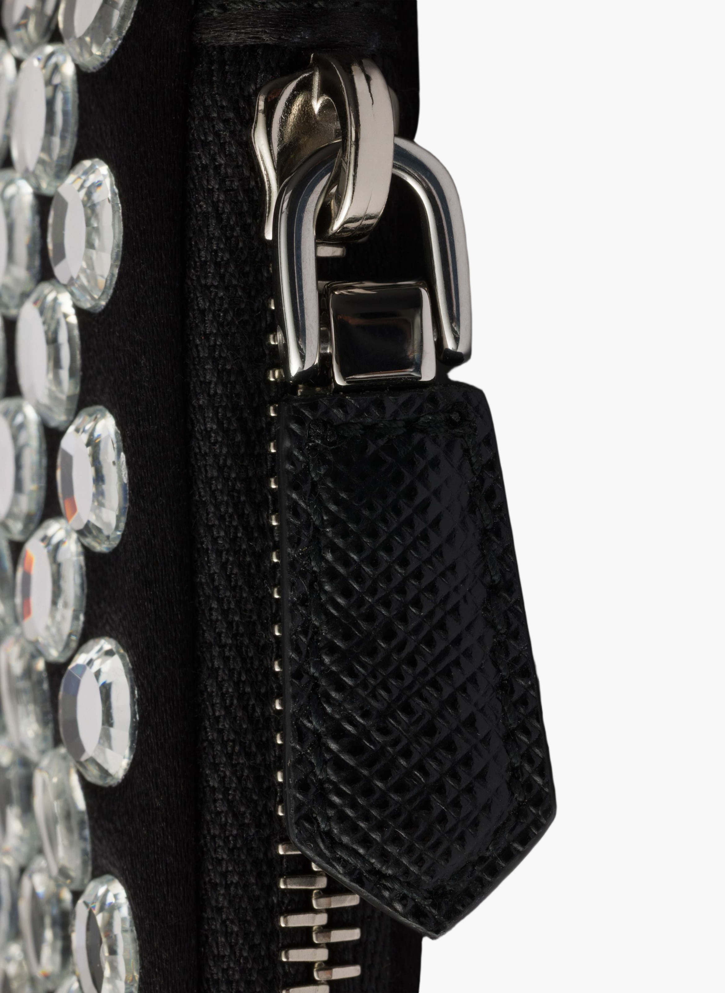 Petit sac à bandoulière en satin avec cristaux PRADA Argent
