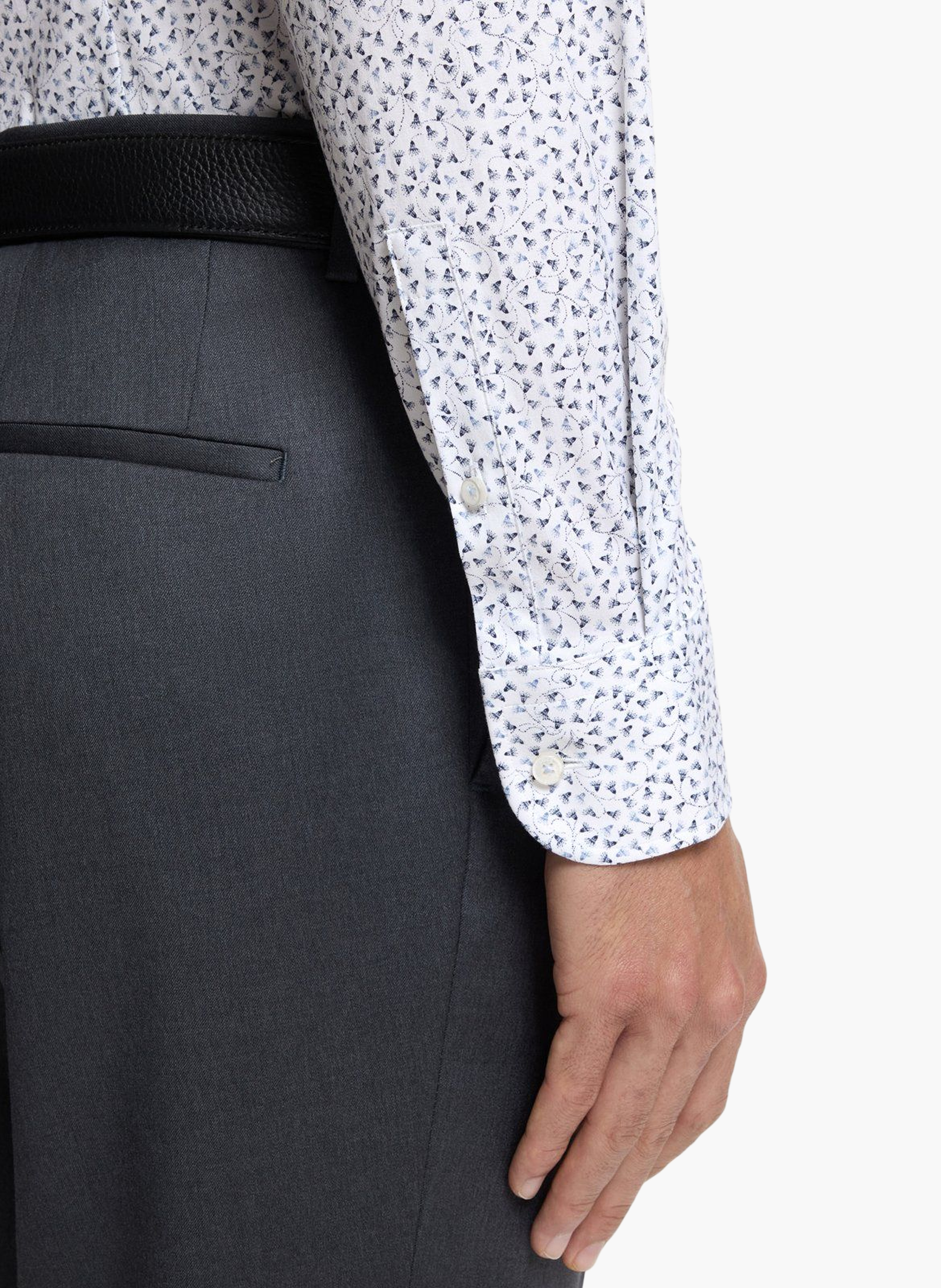 Chemise droite col classique en coton mélangé imprimé BOSS Bleu