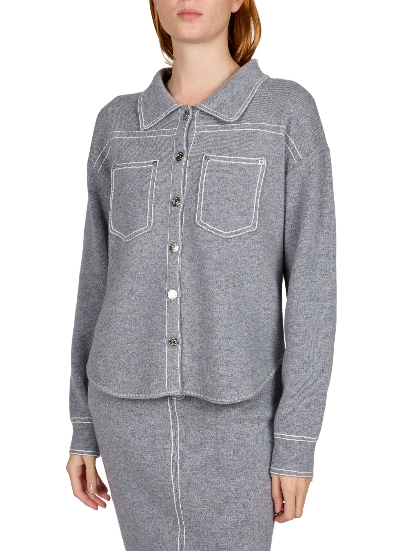 Oversized Mia-gilet van wol BERENICE Grijs