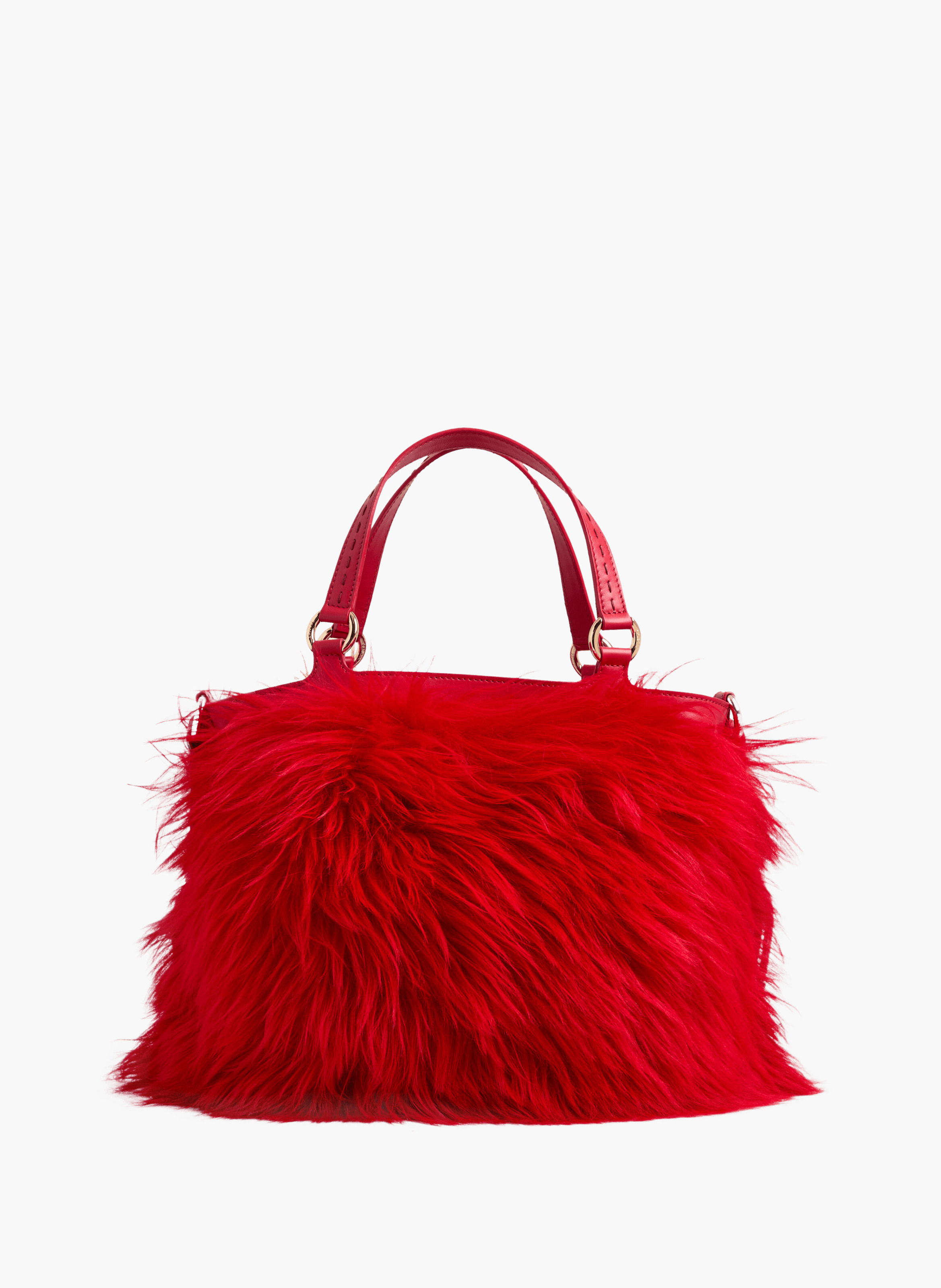 Sac seau premier flirt de lancel en animation 150y fourrure : fourrure & cuir de vachette lisse LANCEL Rouge