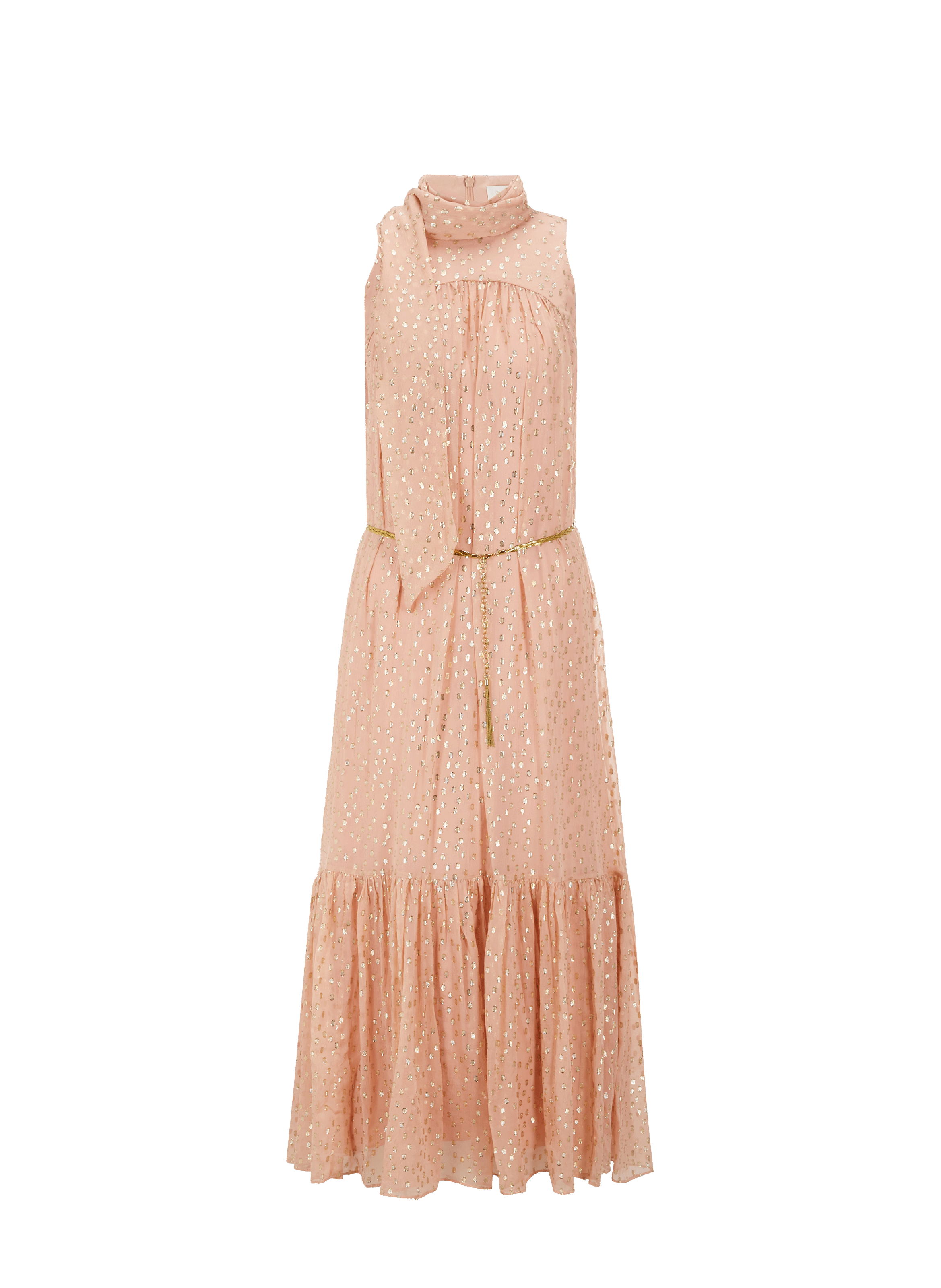 Robe longue en crêpe de soie et lurex