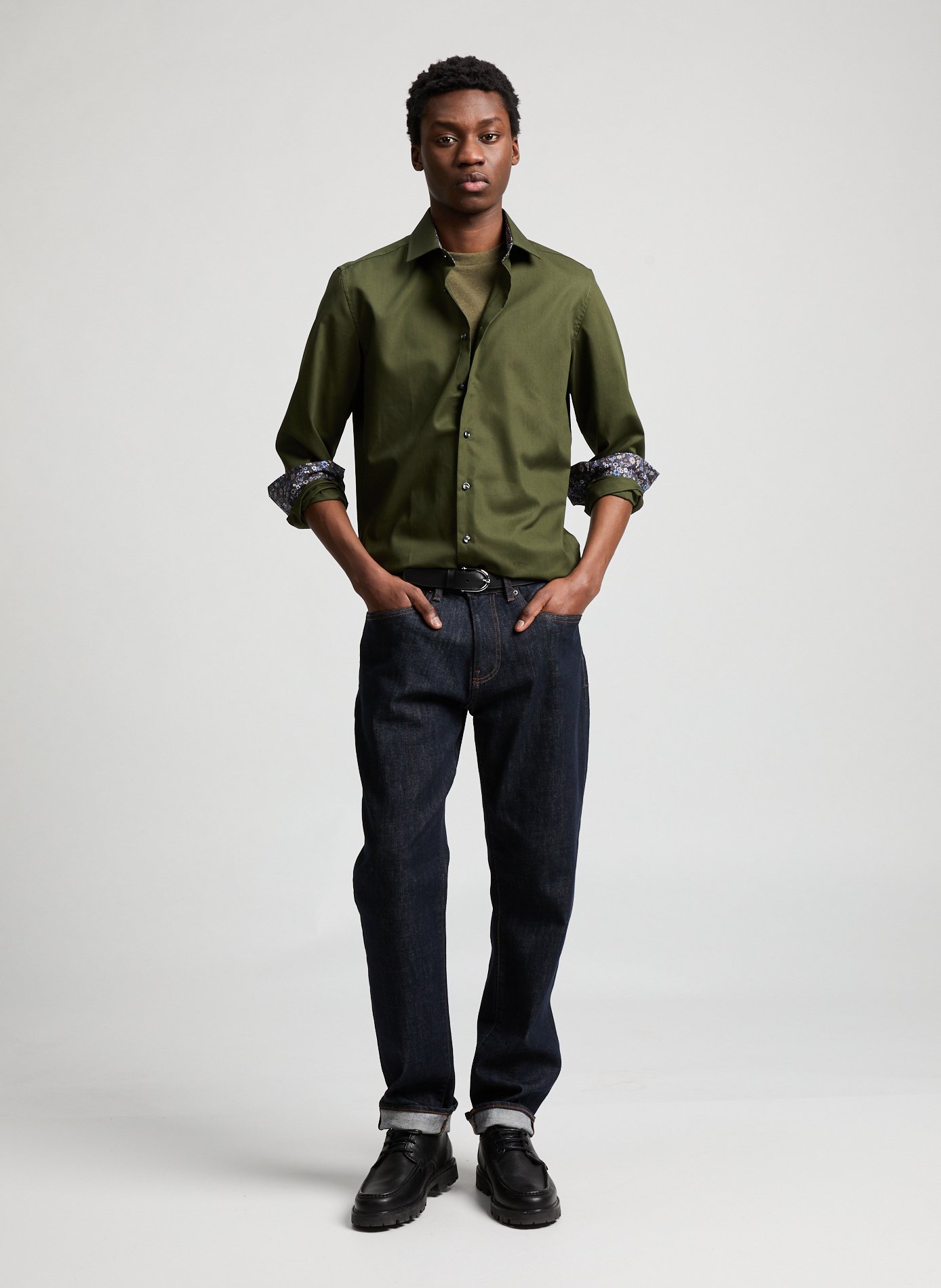 T-shirt en coton et lin AU PRINTEMPS PARIS Kaki