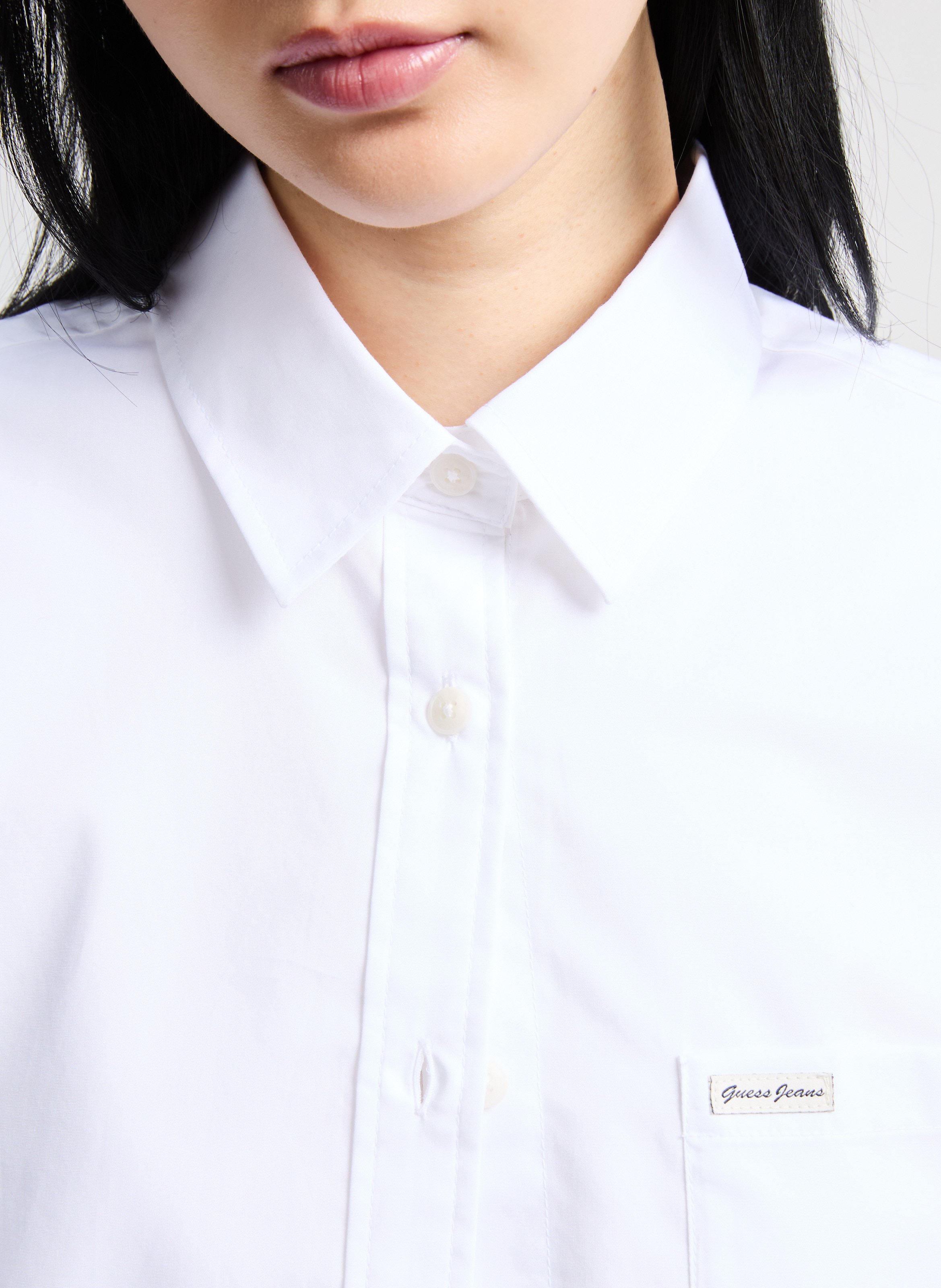 Chemise courte en coton GUESS Blanc