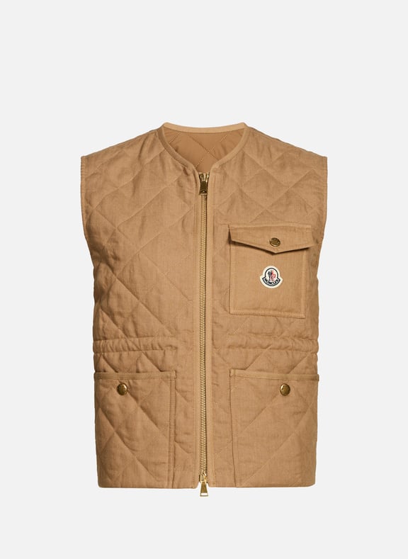 Quilted sleeveless jacket Beige by MONCLER MONCLER Quilted sleeveless jacket Beige