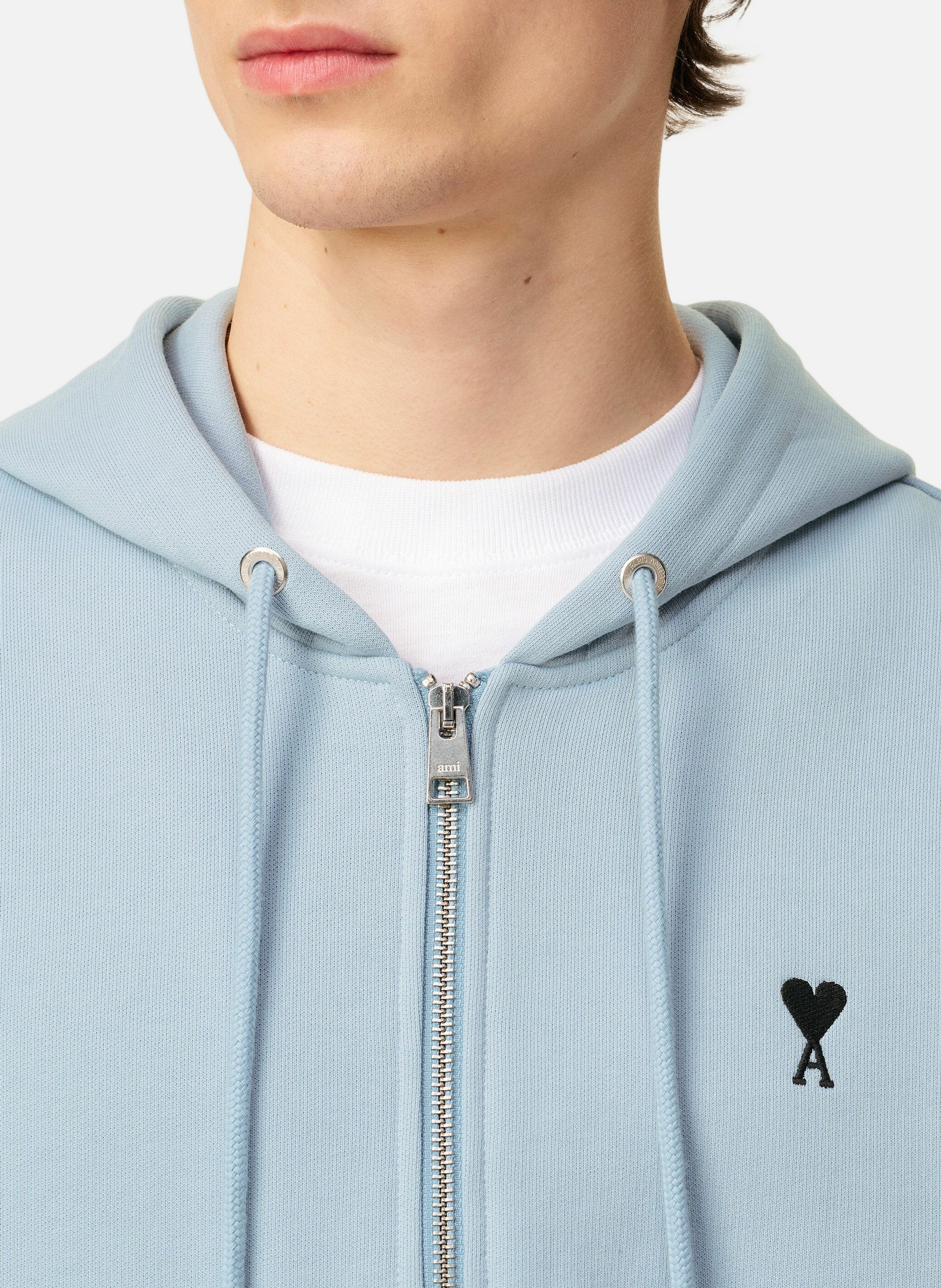 Hoodie zippé ami de coeur en coton AMI PARIS Bleu