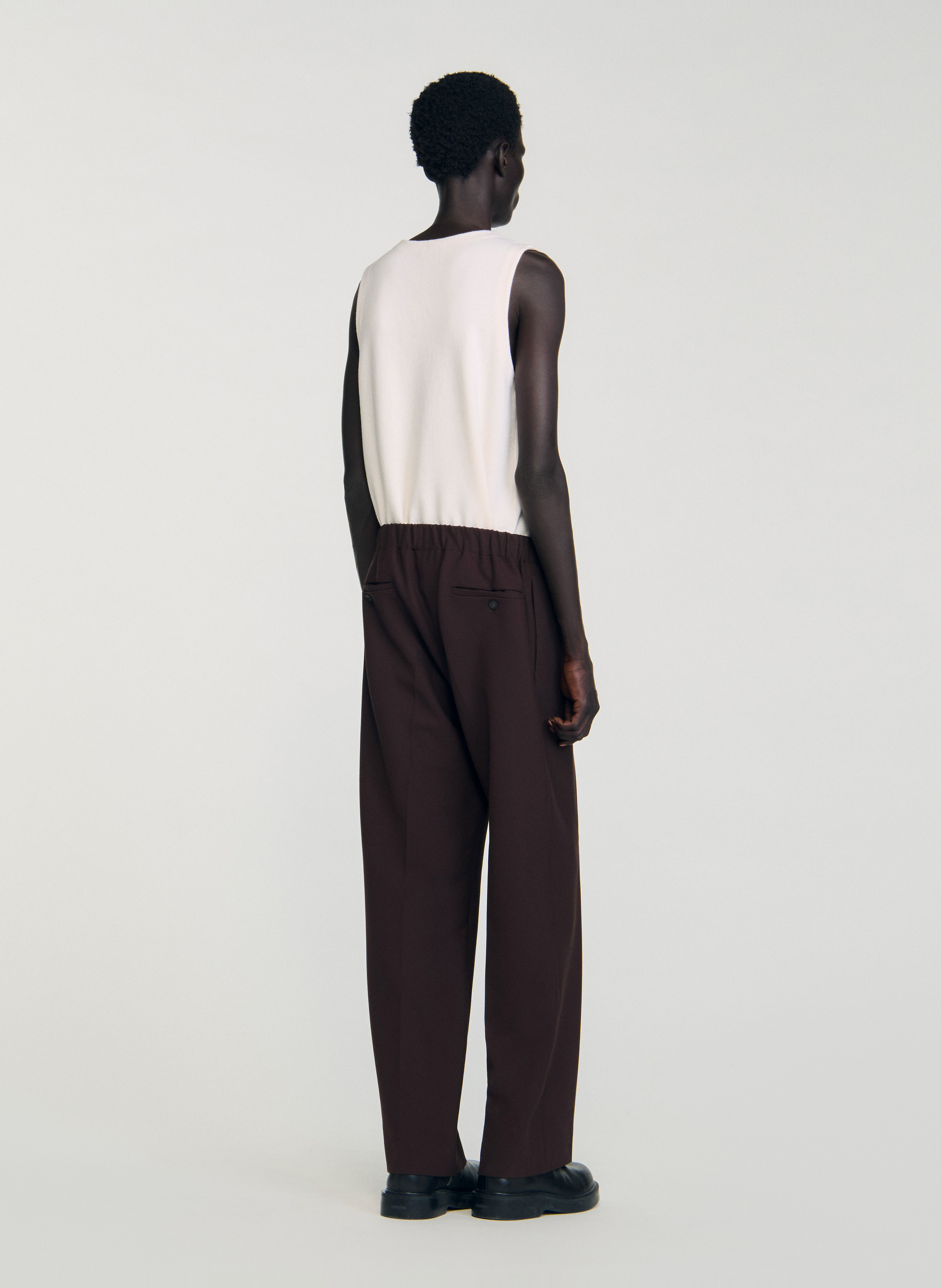 Pantalon large en jersey SANDRO Marron