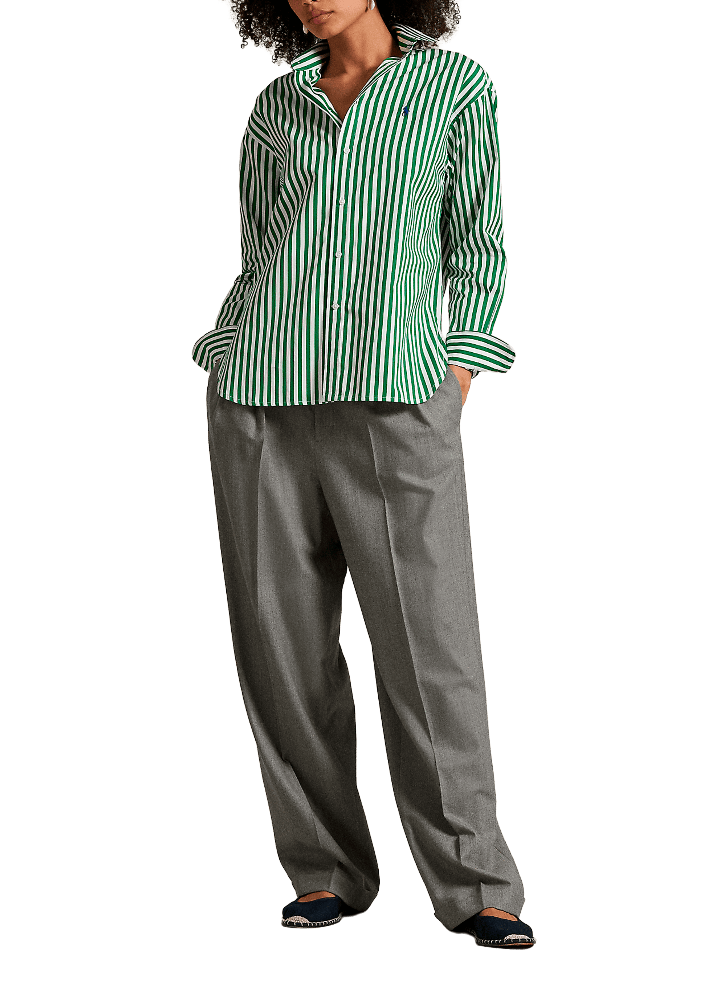 Chemise rayée en coton POLO RALPH LAUREN Vert