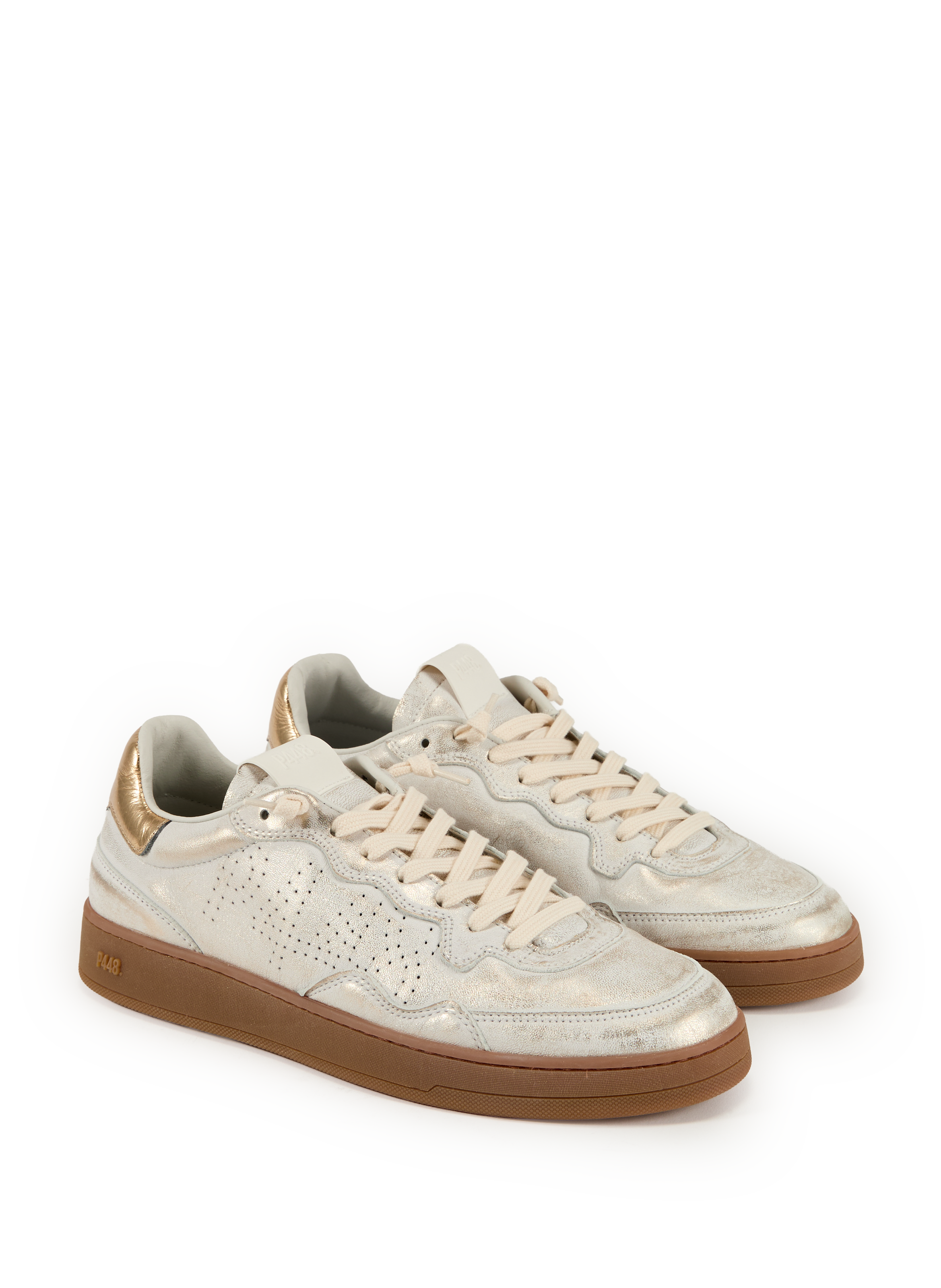 Sneakers with printed logo in suede leather P448 White
